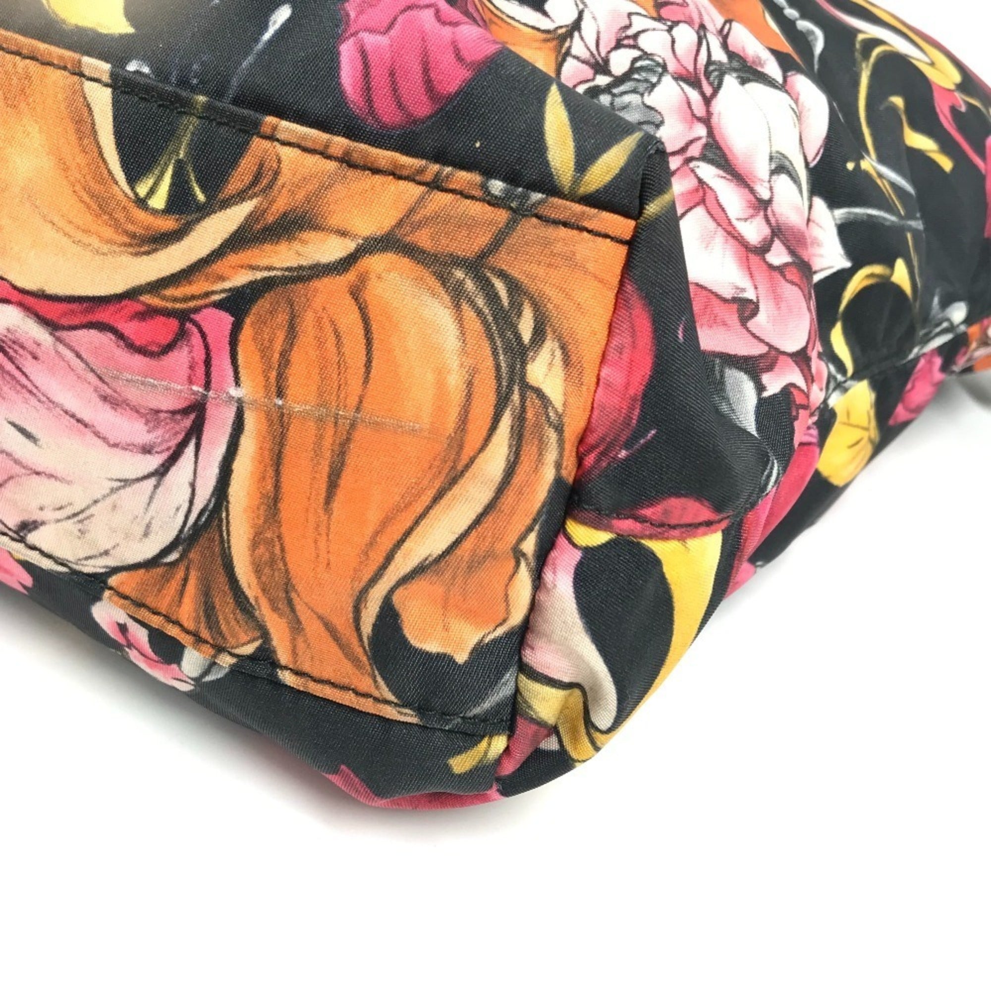 Prada Black Multi-Color Leather Nylon Handbag Shoulder Bag Tote Bag (Pre-Owned)