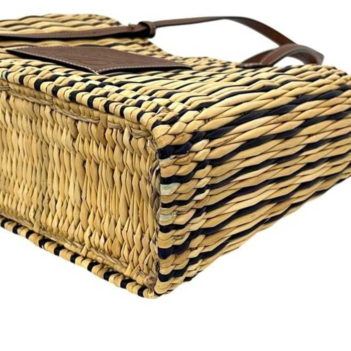 Loewe Beige Brown Raffia Leather Basket Tote Bag (Pre-Owned)