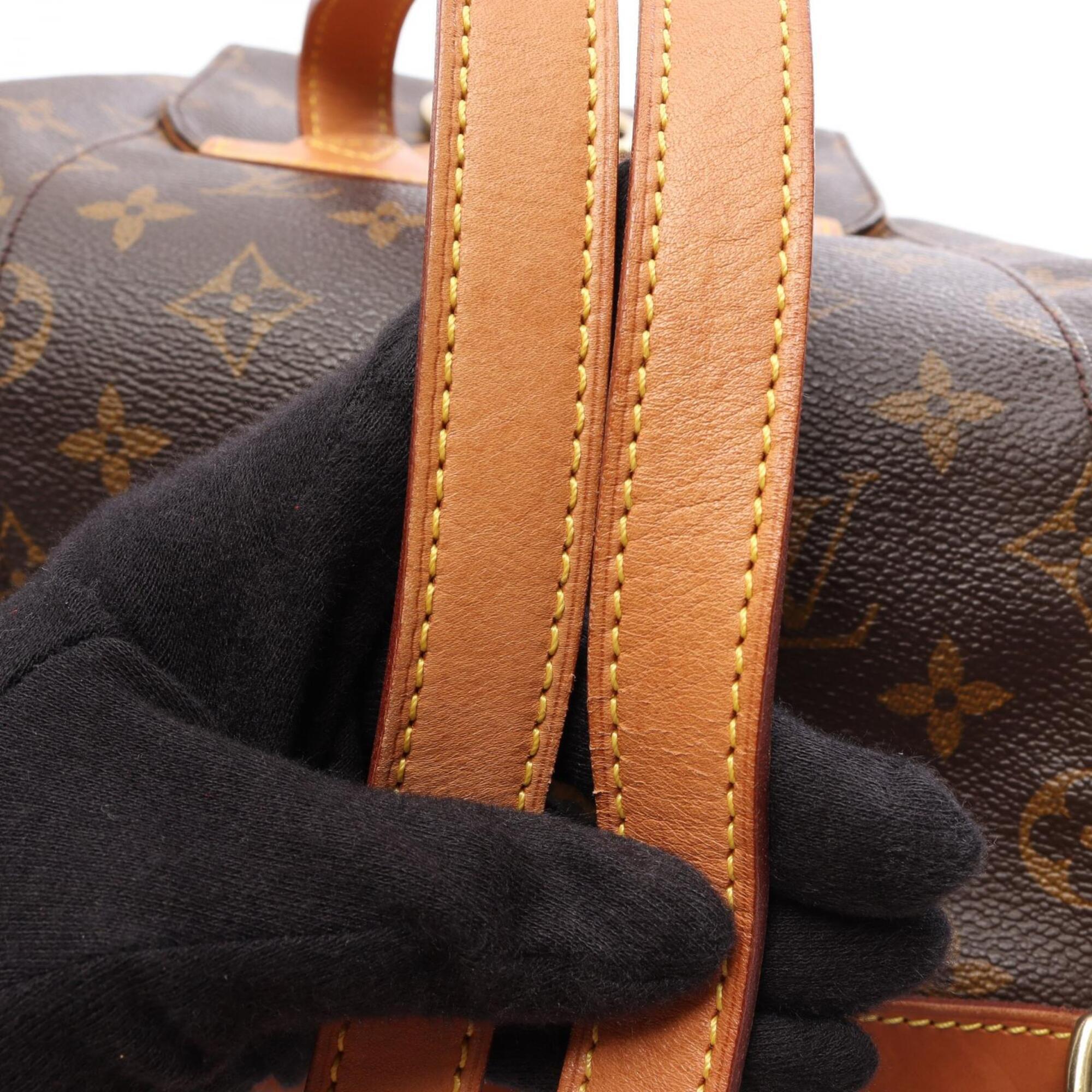 Louis Vuitton Brown Coated Canvas Leather Backpack Handbag (Pre-Owned)