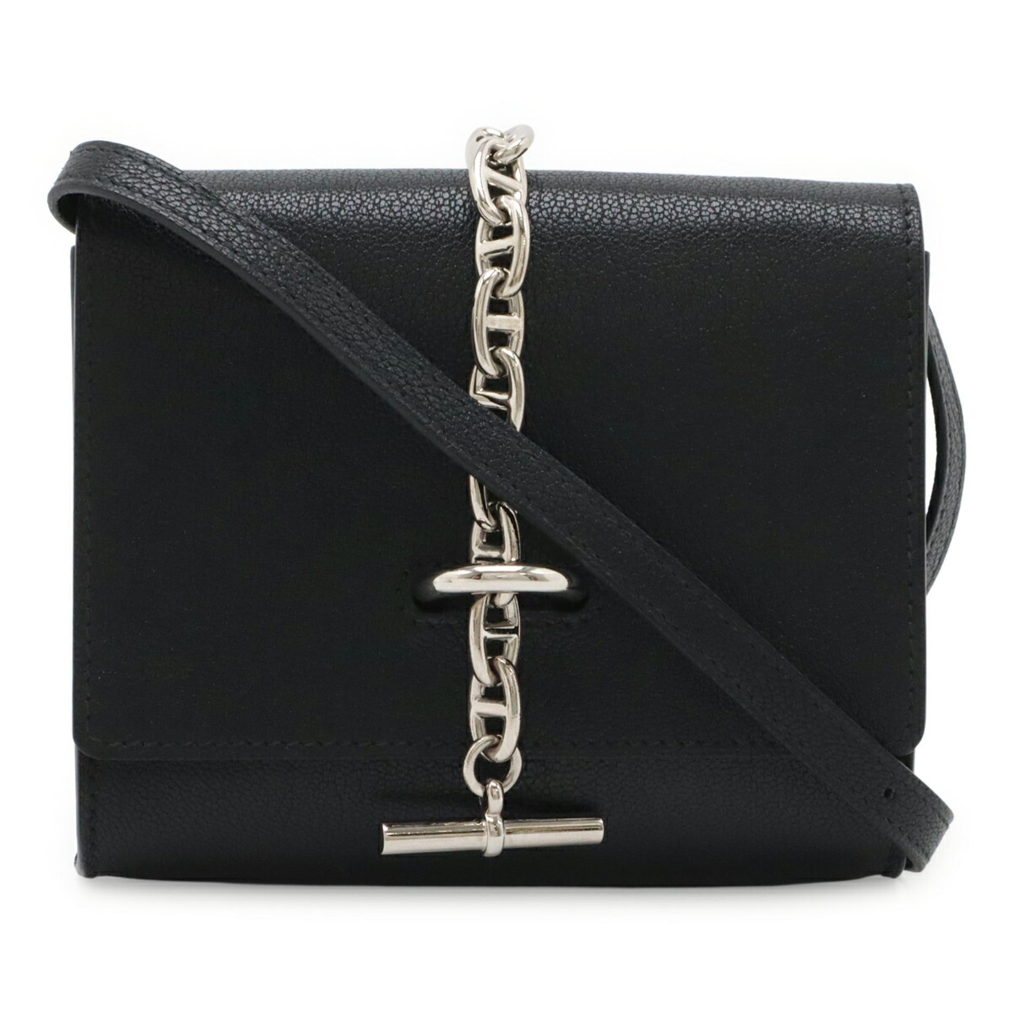 Hermes Black Leather Clutch Bag Pochette Shoulder Bag (Pre-Owned)