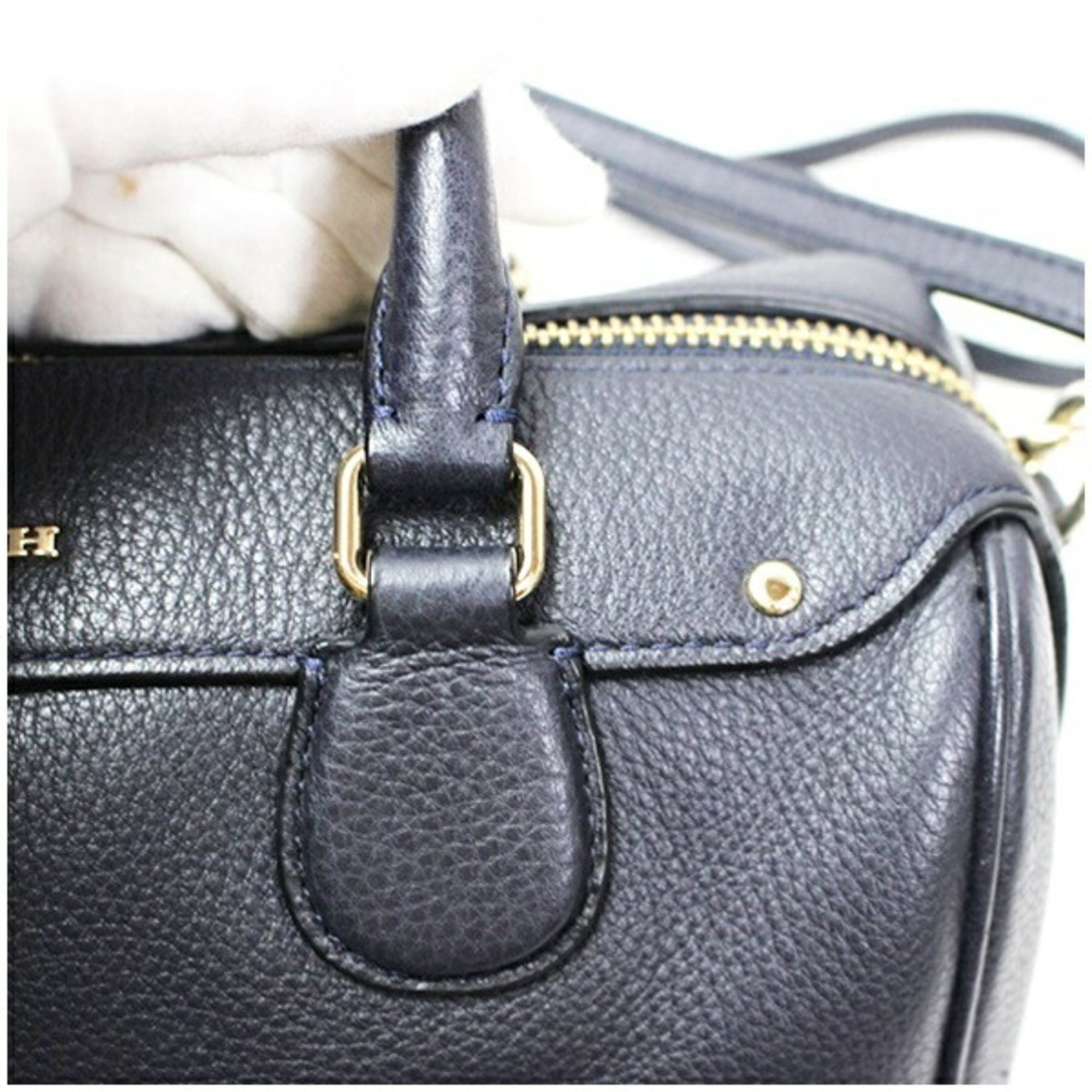 Coach Navy Pvc Leather Boston Bag Handbag Shoulder Bag (Pre-Owned)