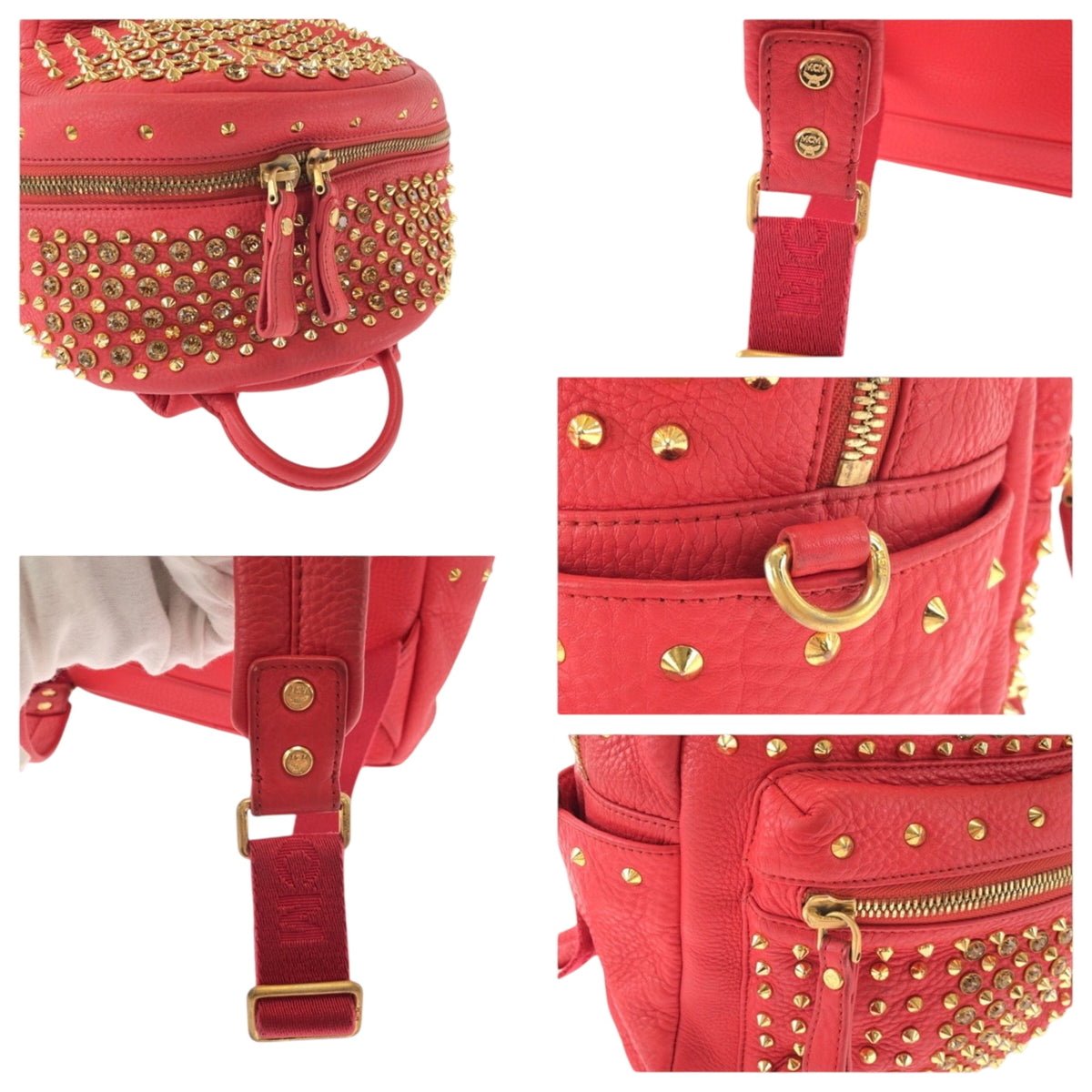Mcm Red Color Leather Backpack (Pre-Owned)