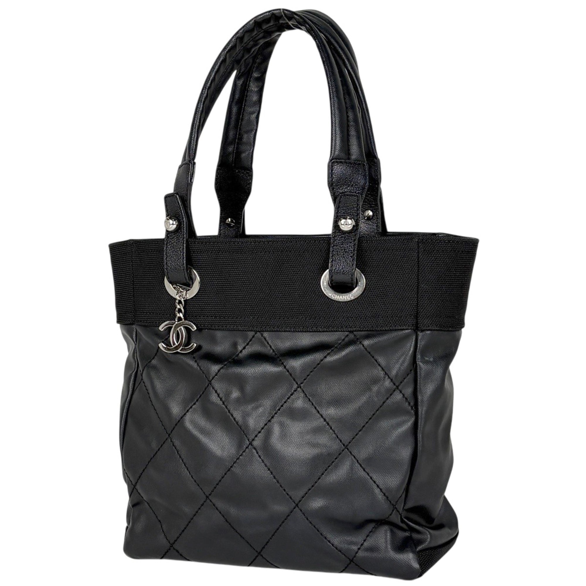 Chanel Black Coated Canvas Handbag (Pre-Owned)