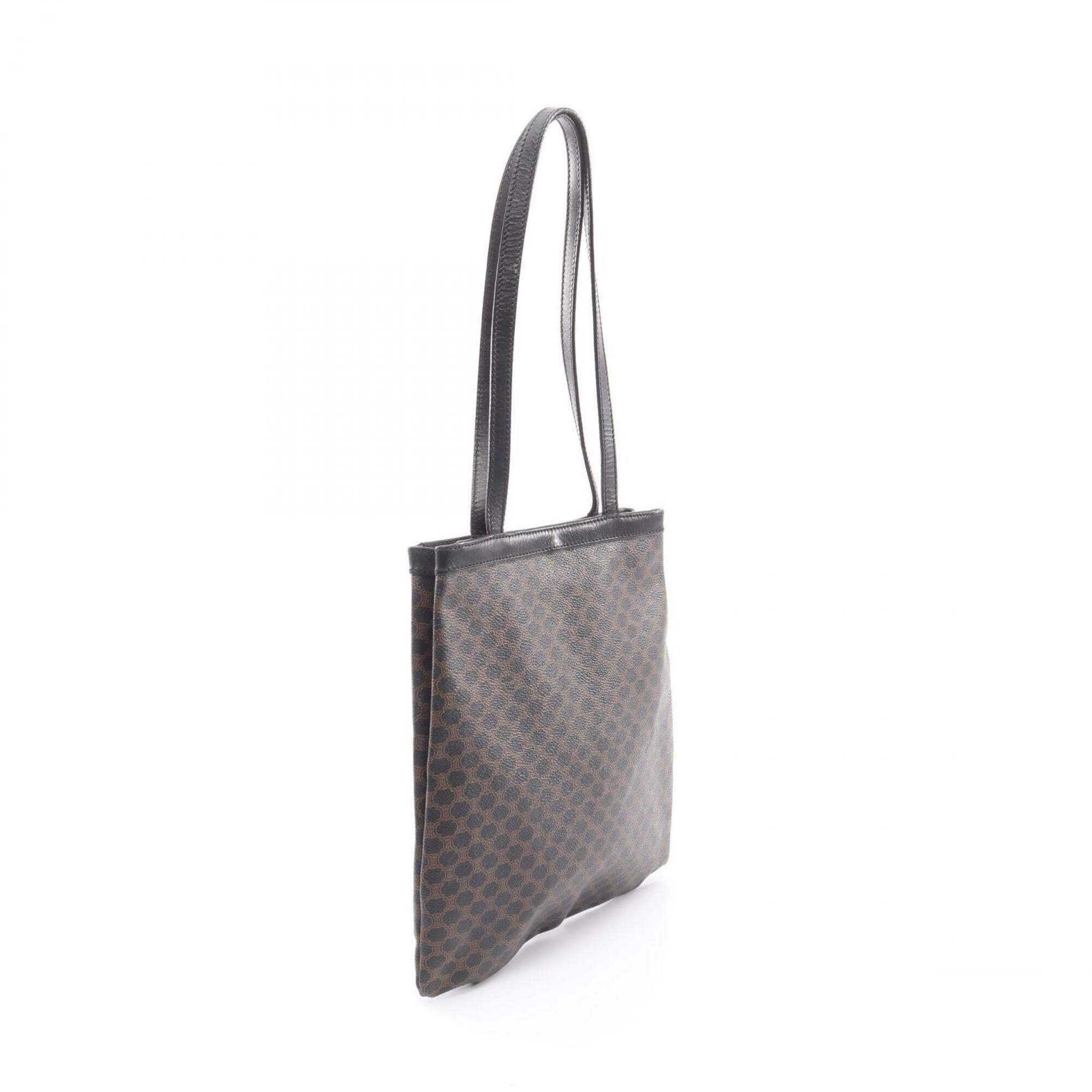 Celine Black Brown Coated Canvas Leather Handbag Tote Bag (Pre-Owned)