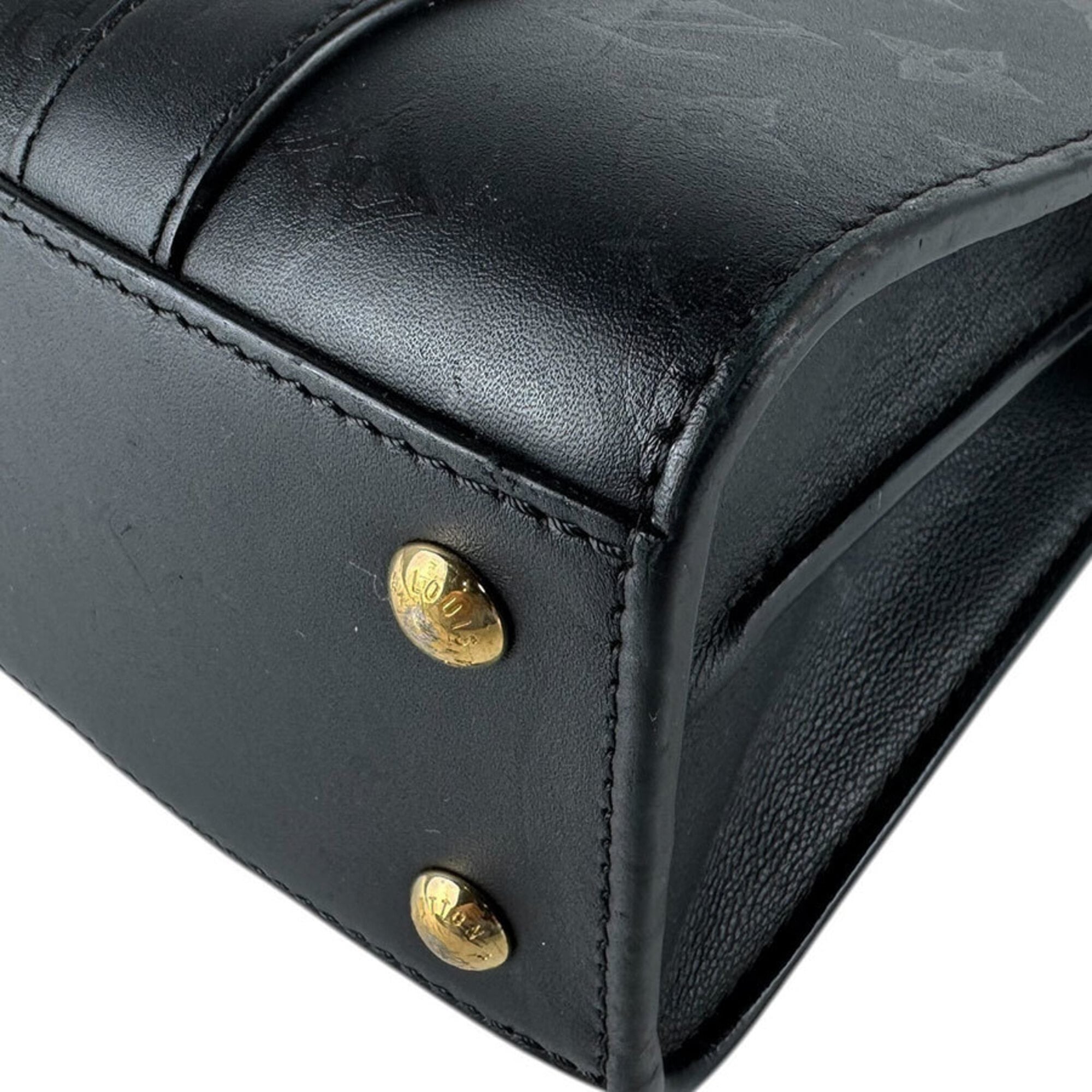 Louis Vuitton Black Leather Handbag Shoulder Bag (Pre-Owned)