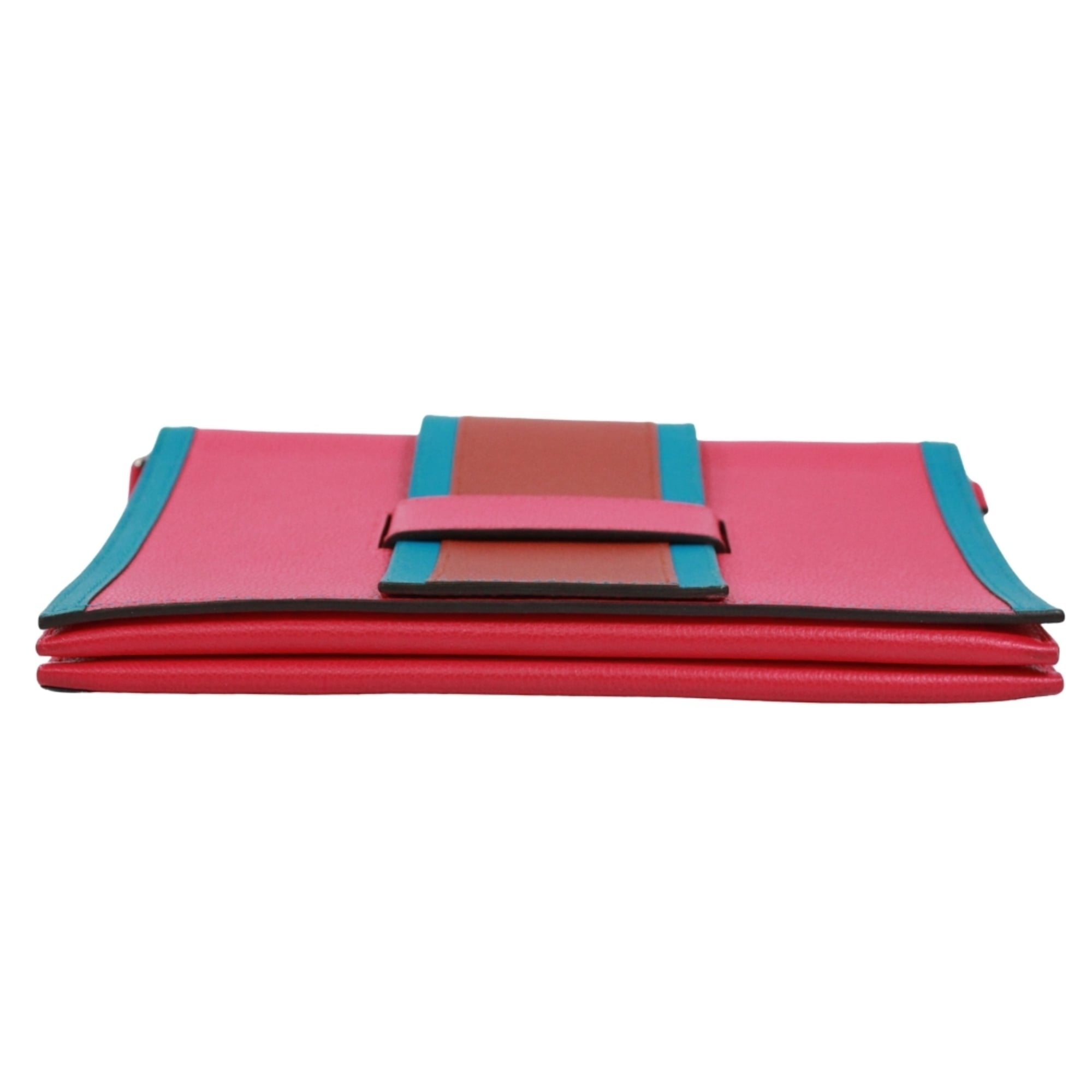 Hermes Blue Brown Pink Togo Leather Shoulder Bag (Pre-Owned)
