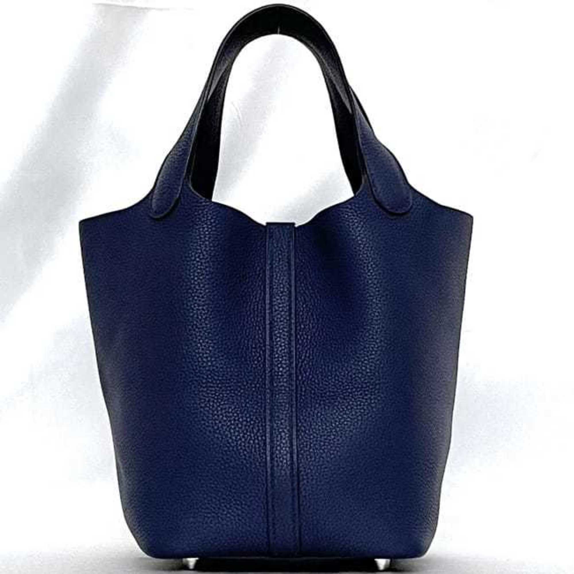 Hermes Blue Nuit Navy Leather Taurillon Clemence Leather Handbag (Pre-Owned)