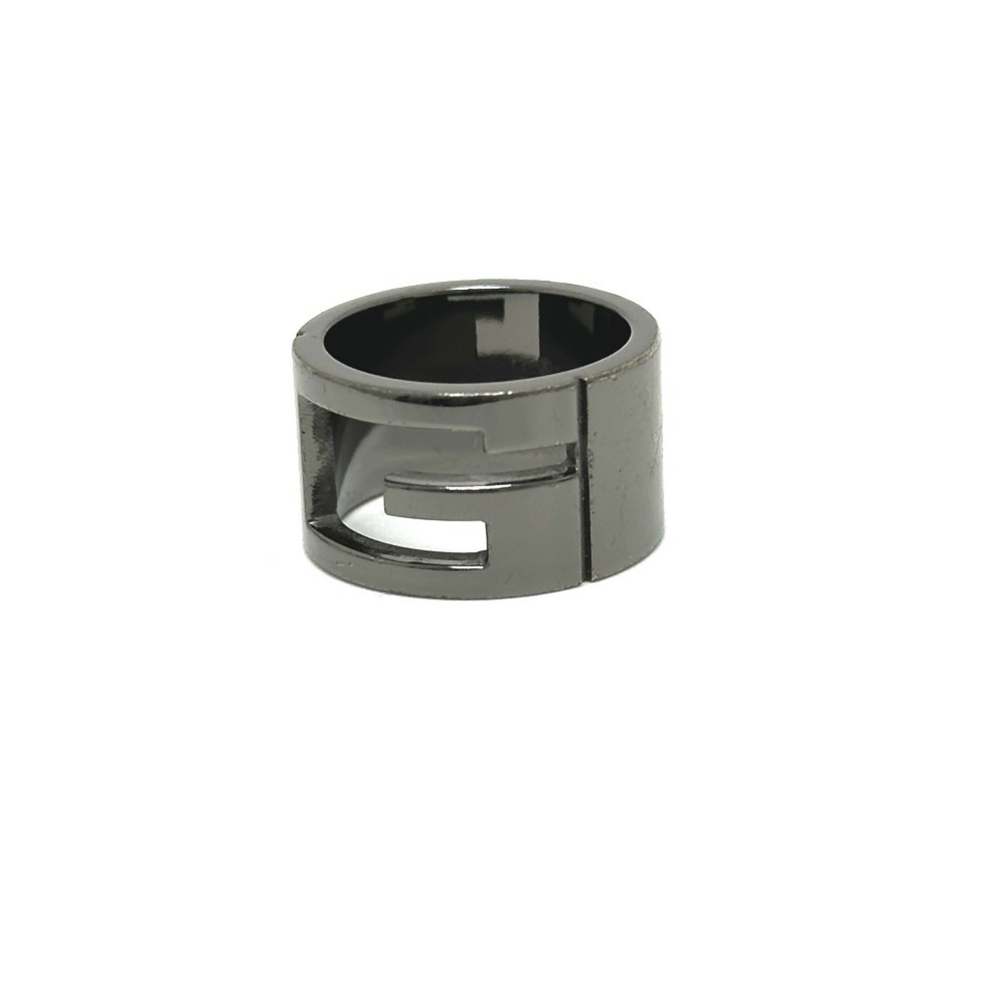 Gucci Silver Black Metal Band Ring (Pre-Owned)