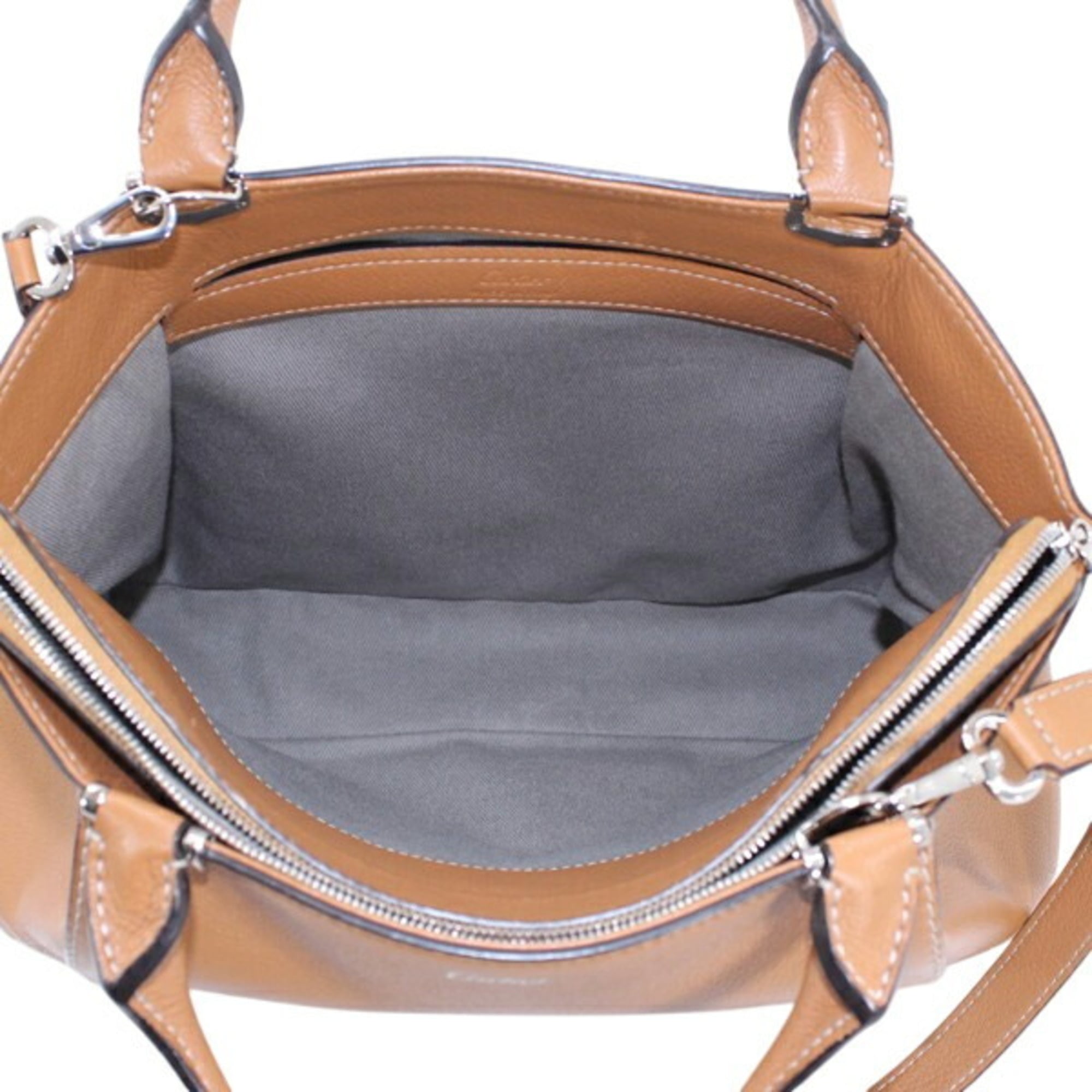 Cartier Light Brown Leather Handbag Shoulder Bag (Pre-Owned)