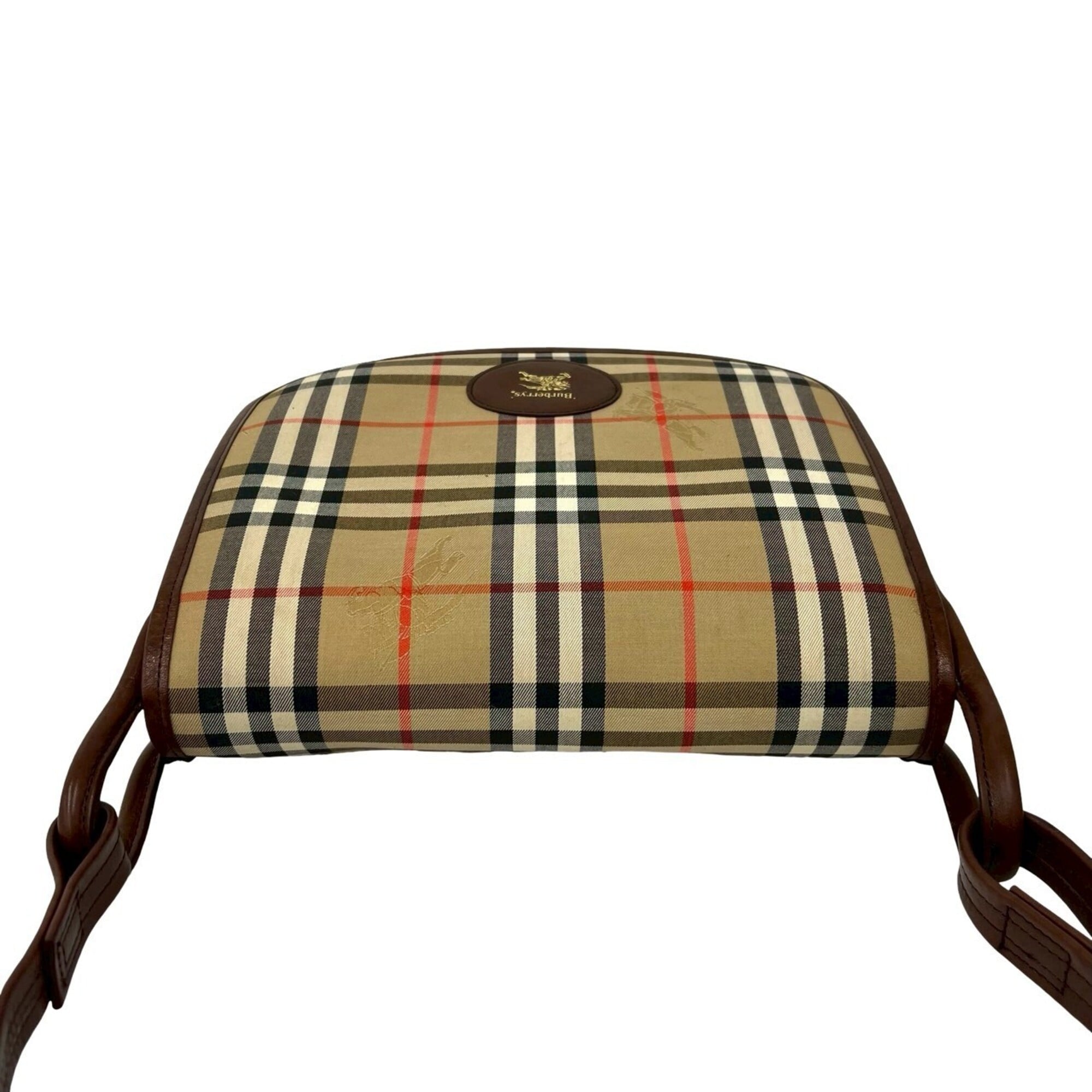 Burberry Beige Brown Canvas Leather Shoulder Bag (Pre-Owned)