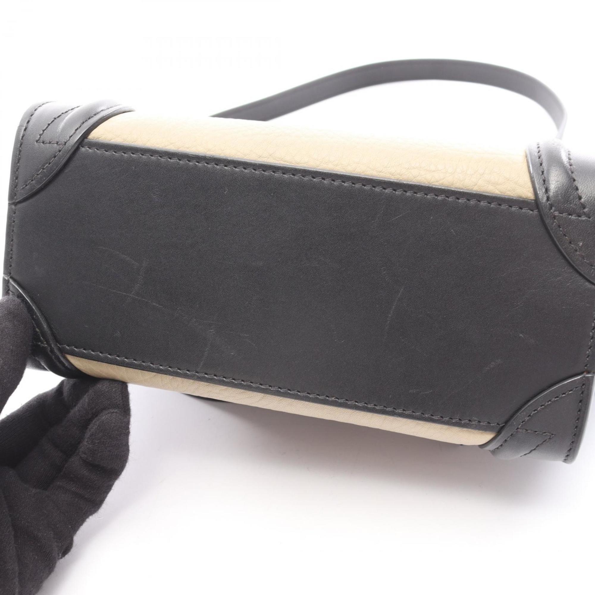 Celine Beige Black Blue Leather Handbag (Pre-Owned)