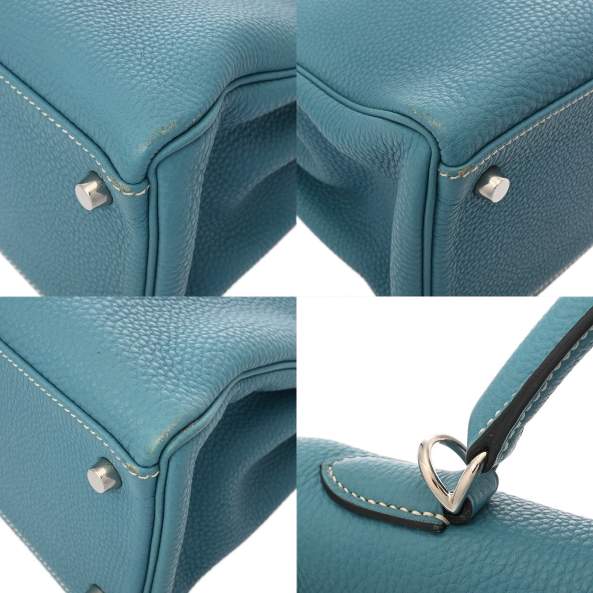 Hermes Blue Jean Taurillon Clemence Leather Handbag (Pre-Owned)