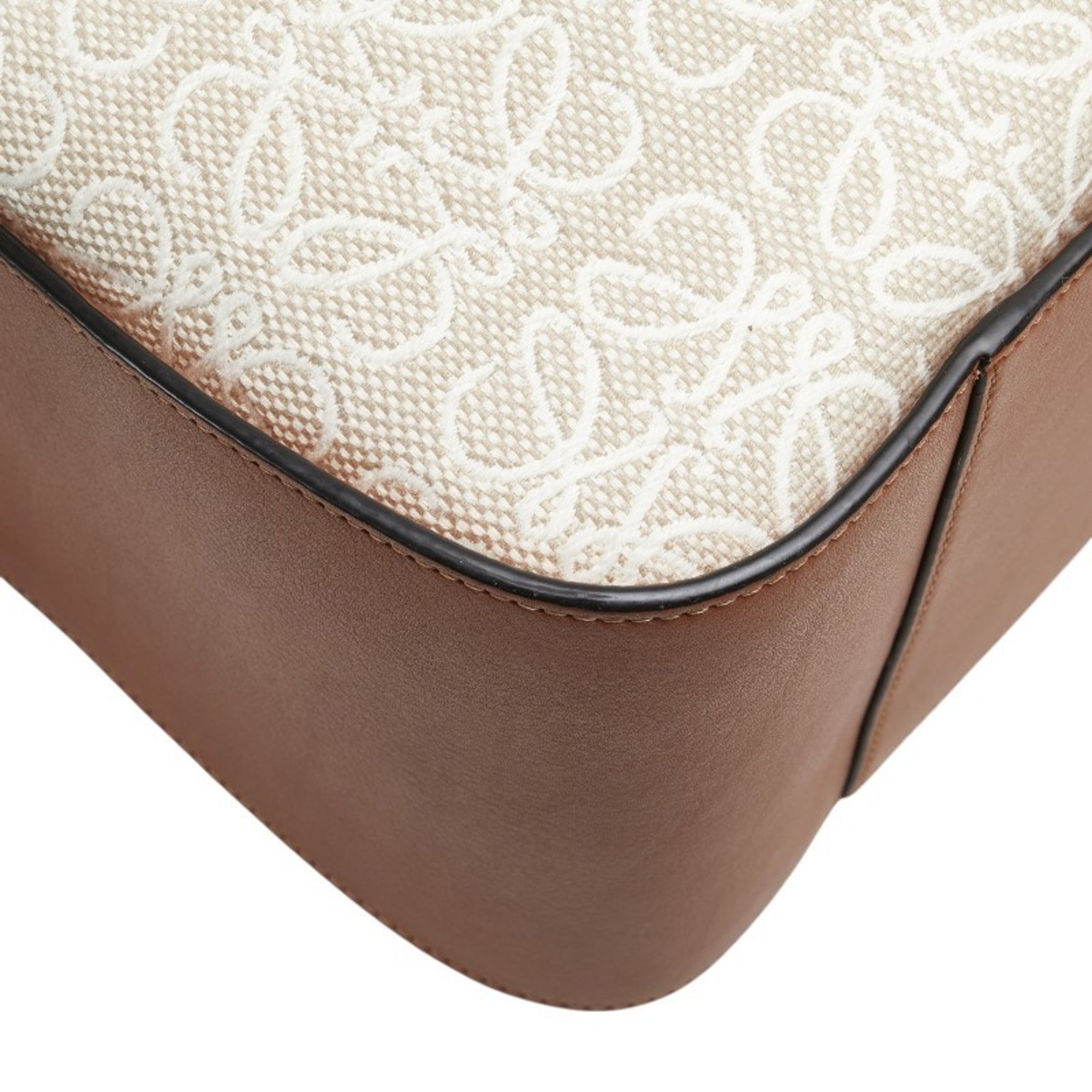 Loewe Beige Brown Canvas Leather Handbag Shoulder Bag (Pre-Owned)