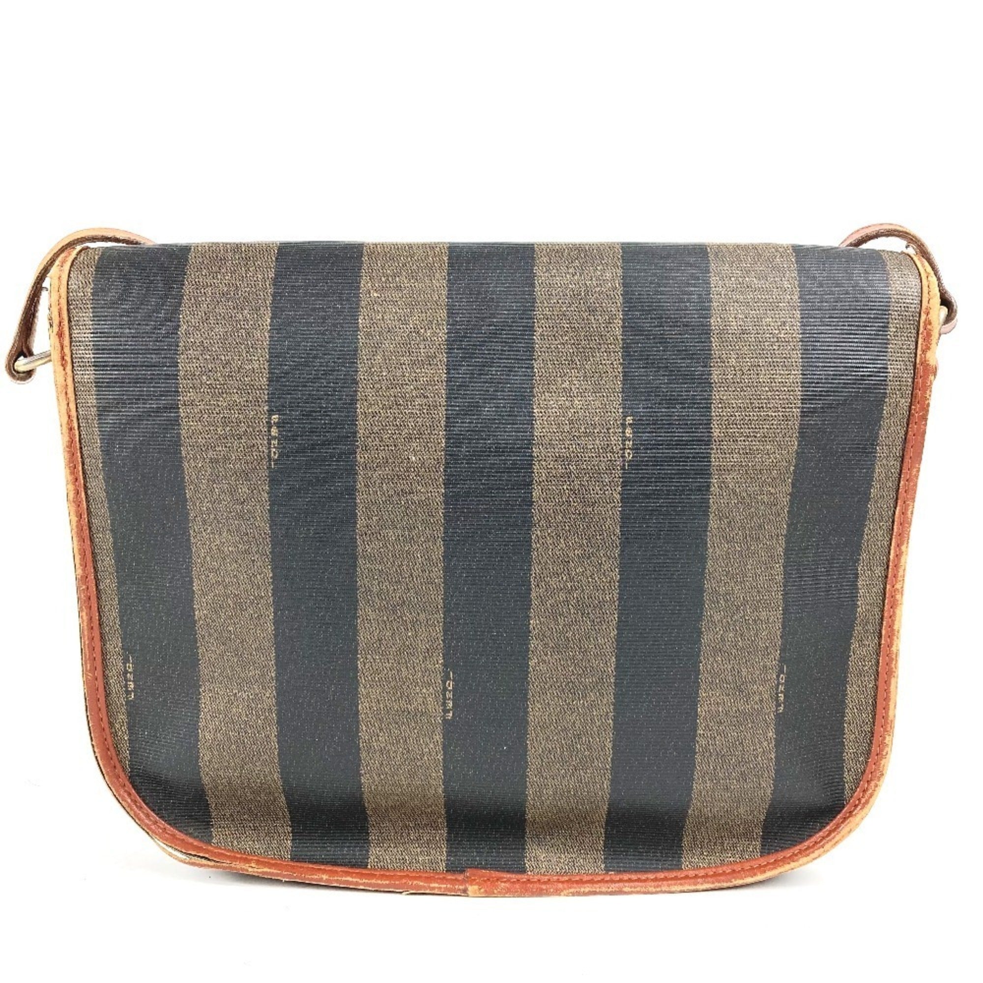 Fendi Brown Khaki Pvc Leather Pochette Shoulder Bag (Pre-Owned)