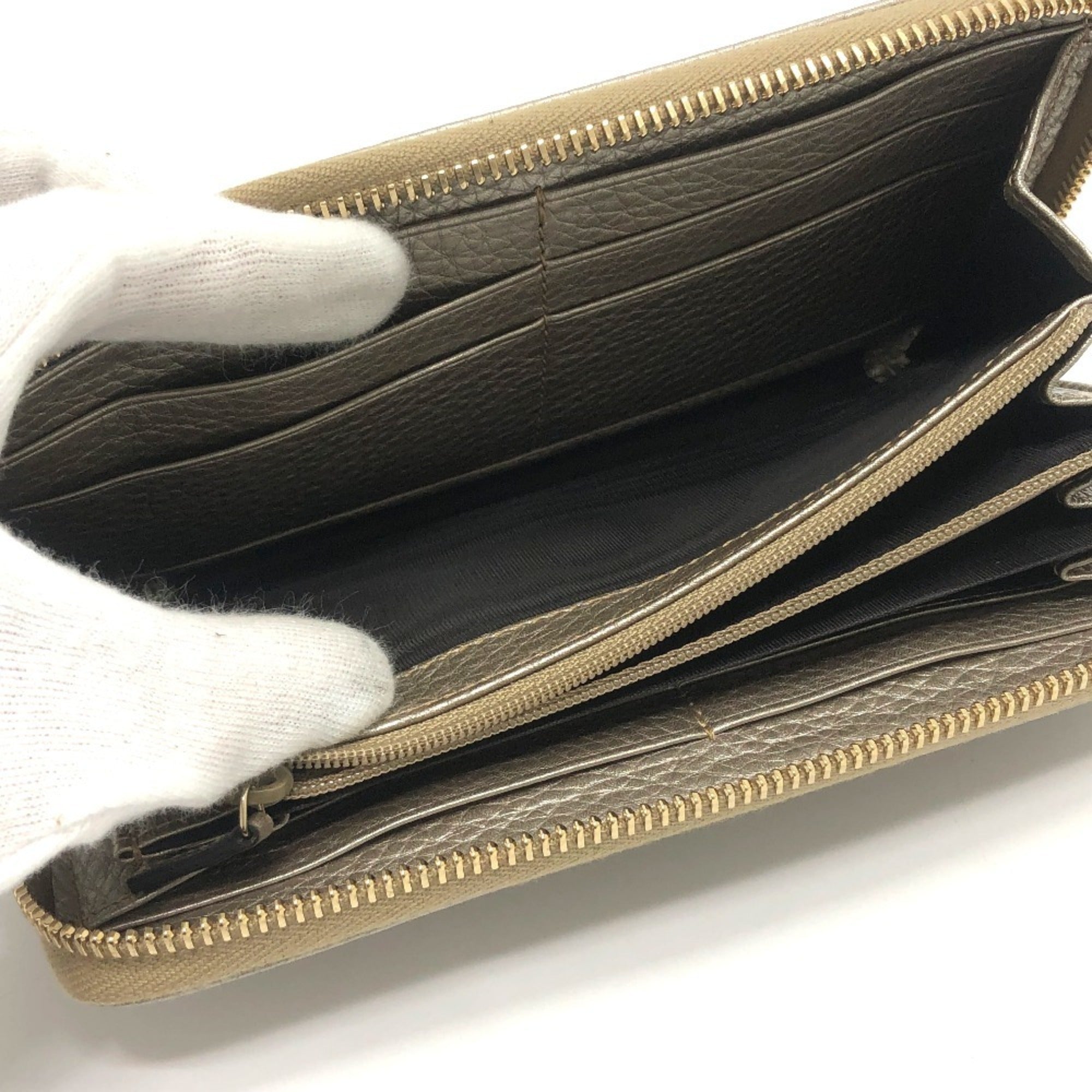 Gucci Champagne Gold Leather Long Wallet (Bi-Fold) (Pre-Owned)
