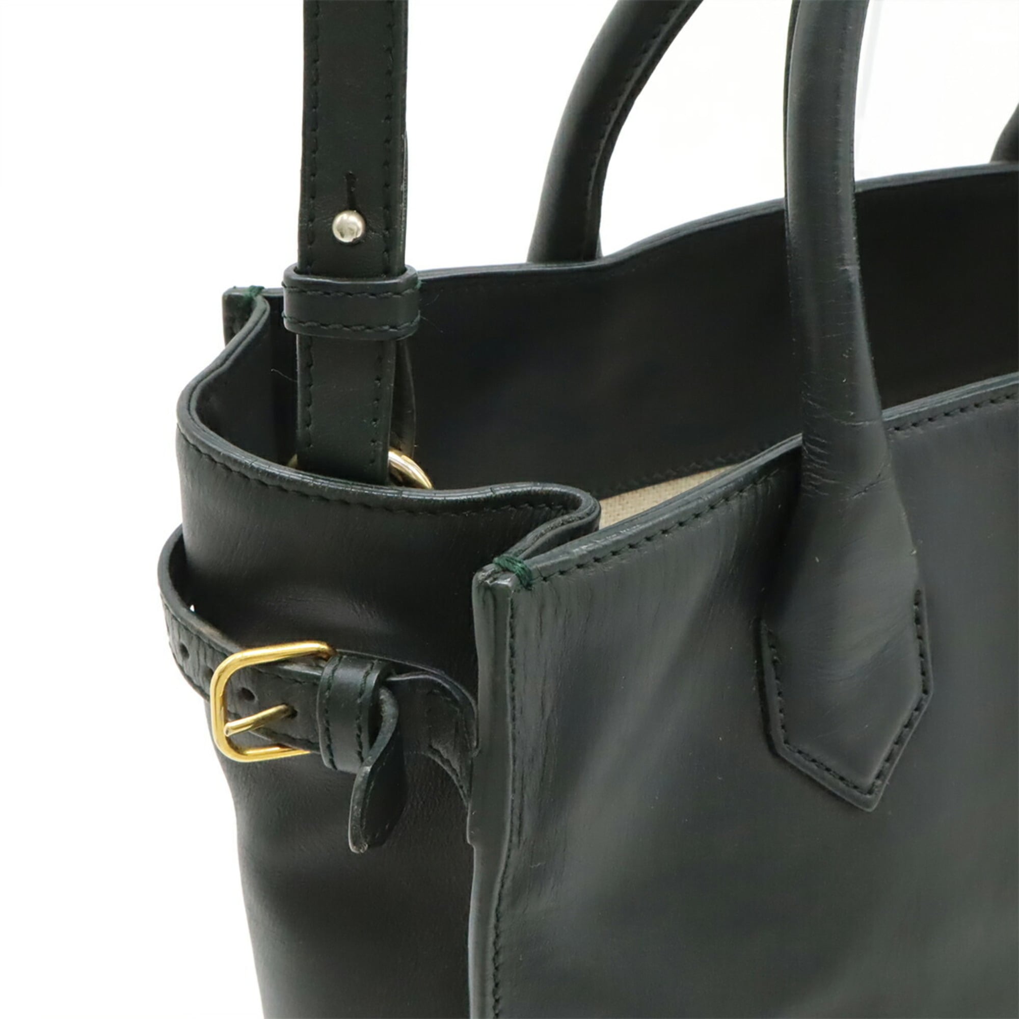 Balenciaga Dark Green Leather Handbag Shoulder Bag (Pre-Owned)