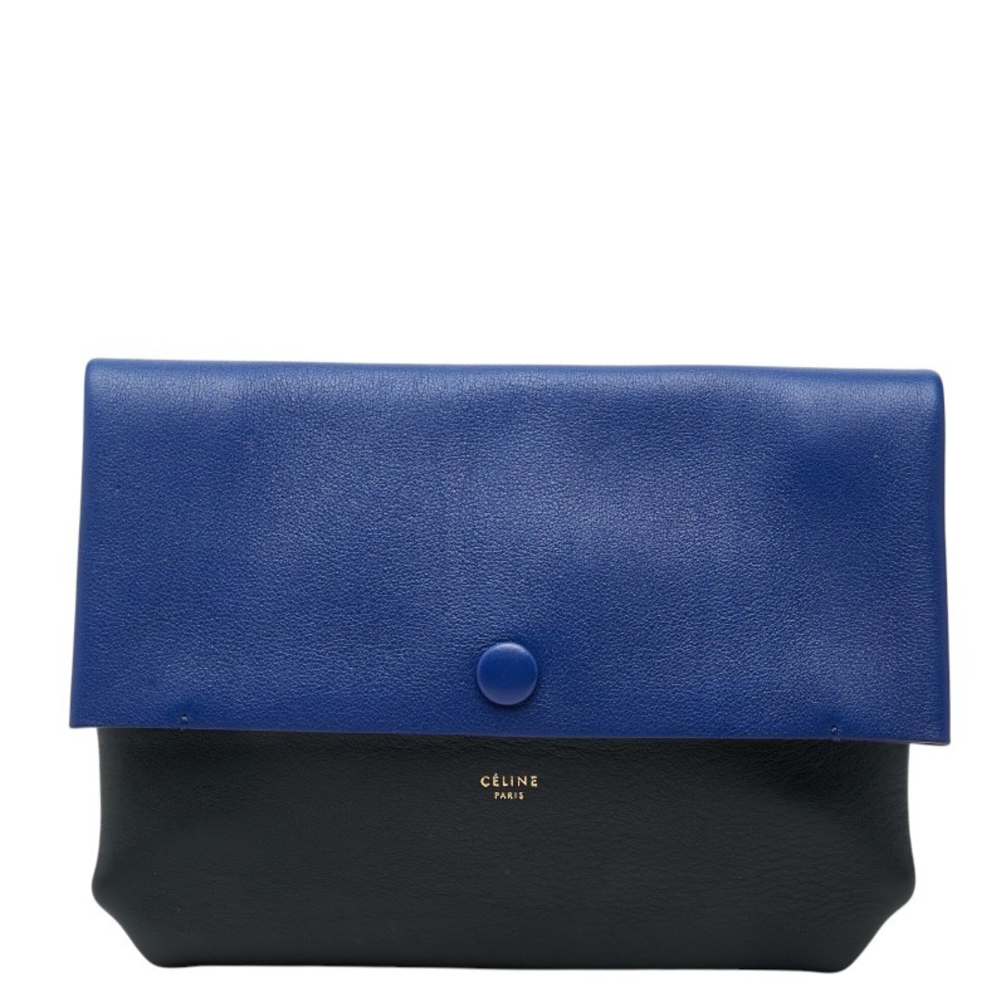 Celine Black Blue Leather Suede Clutch Bag Pouch (Pre-Owned)