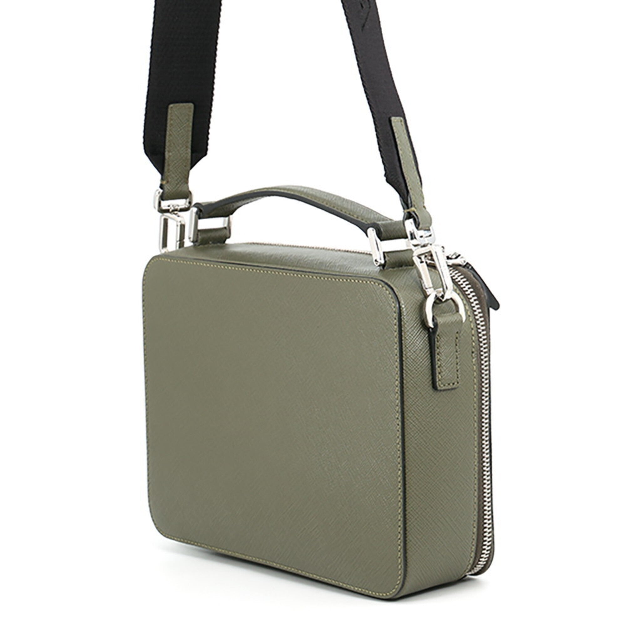 Prada Khaki Saffiano Handbag Shoulder Bag (Pre-Owned)