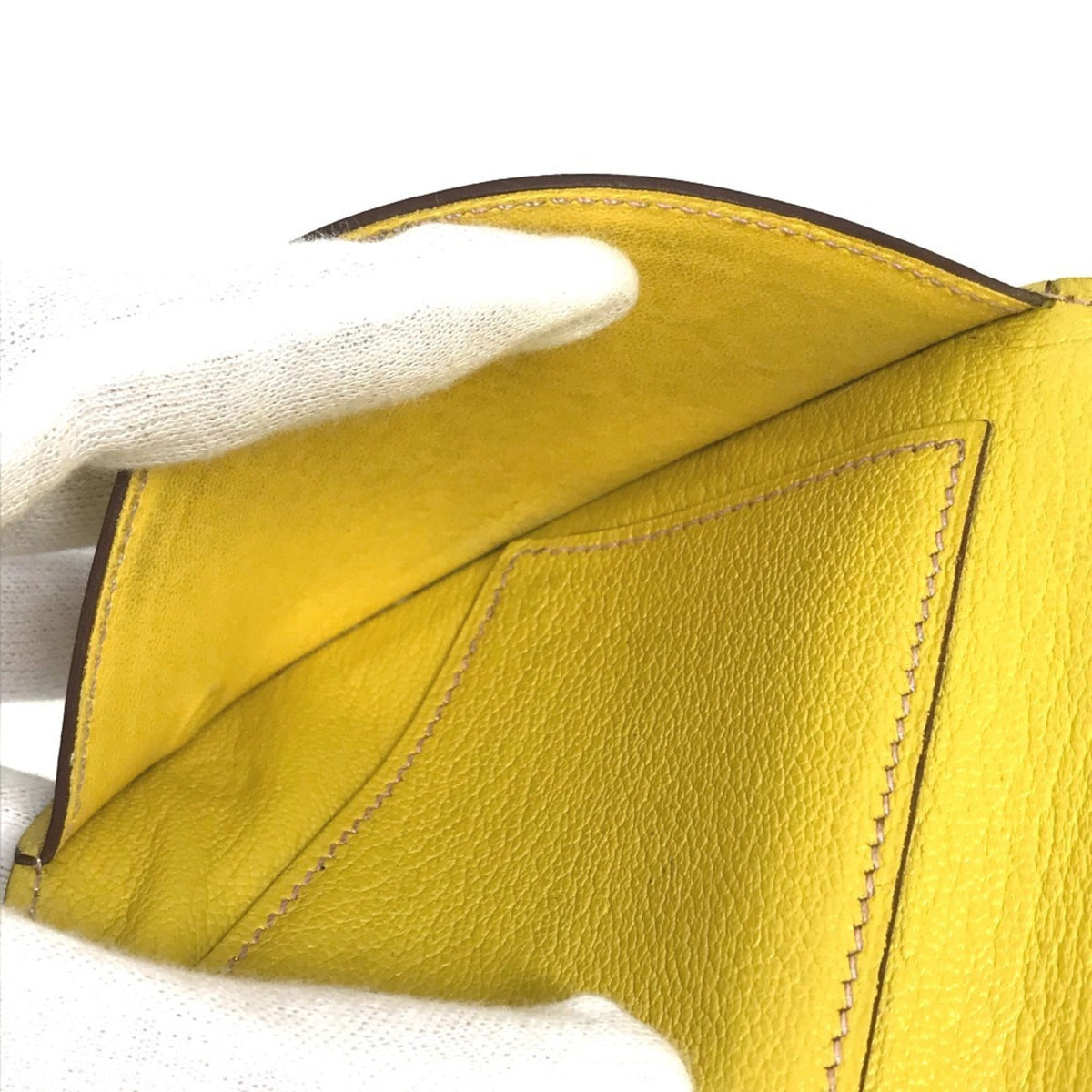 Hermes Yellow Leather Coin Purse/Coin Case (Pre-Owned)
