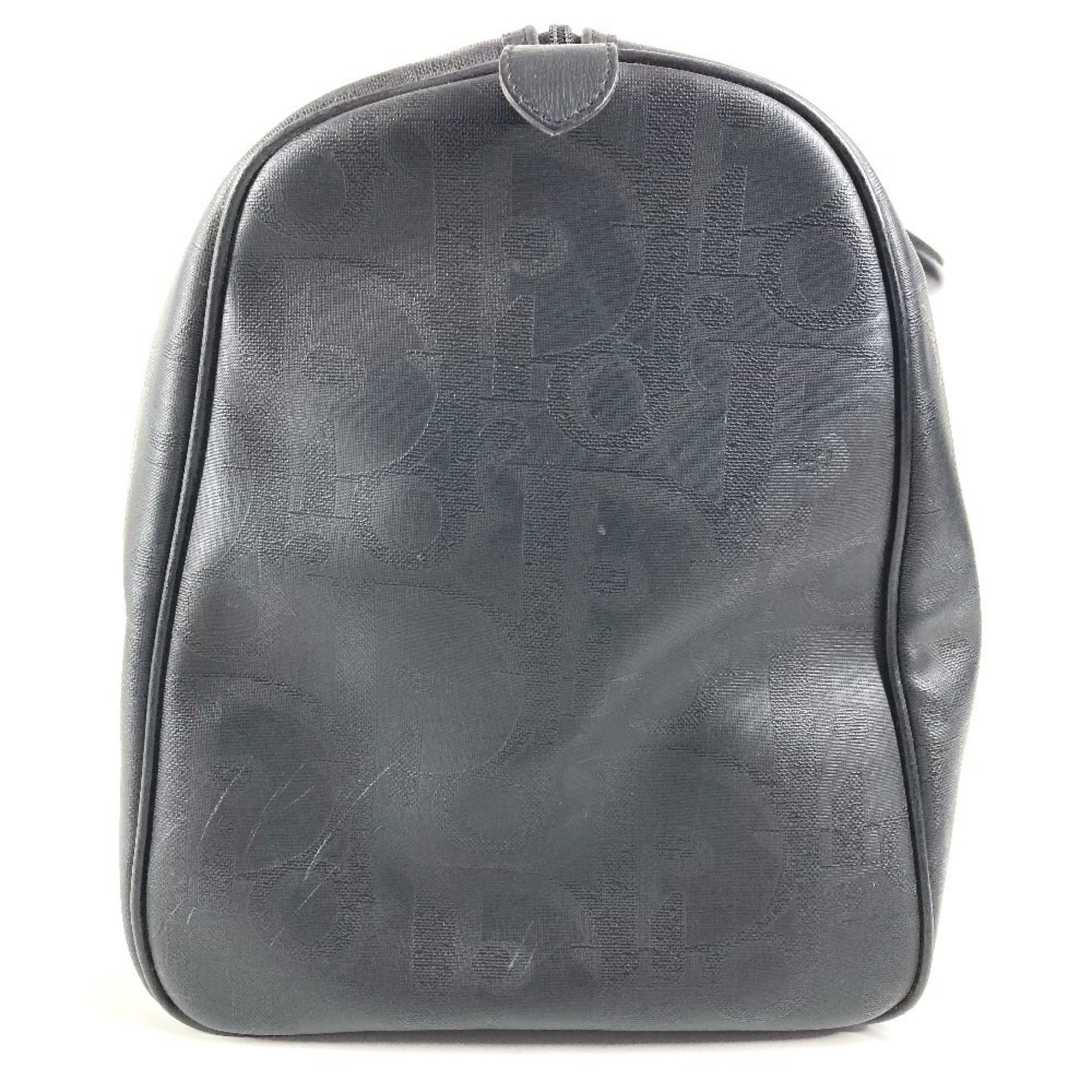 Christian Dior Black Pvc Leather Boston Bag Handbag (Pre-Owned)