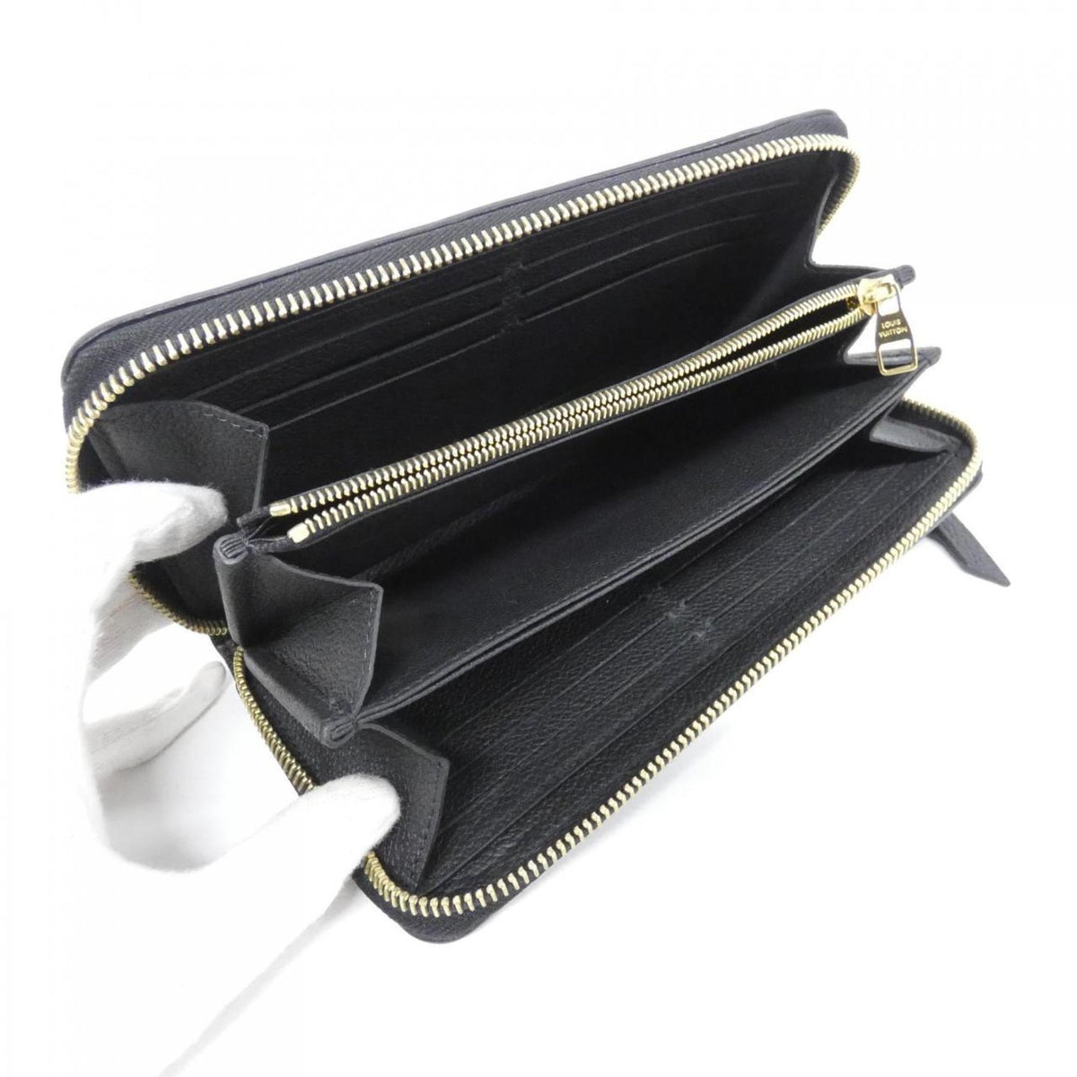 Louis Vuitton Black Leather Long Wallet (Bi-Fold) (Pre-Owned)