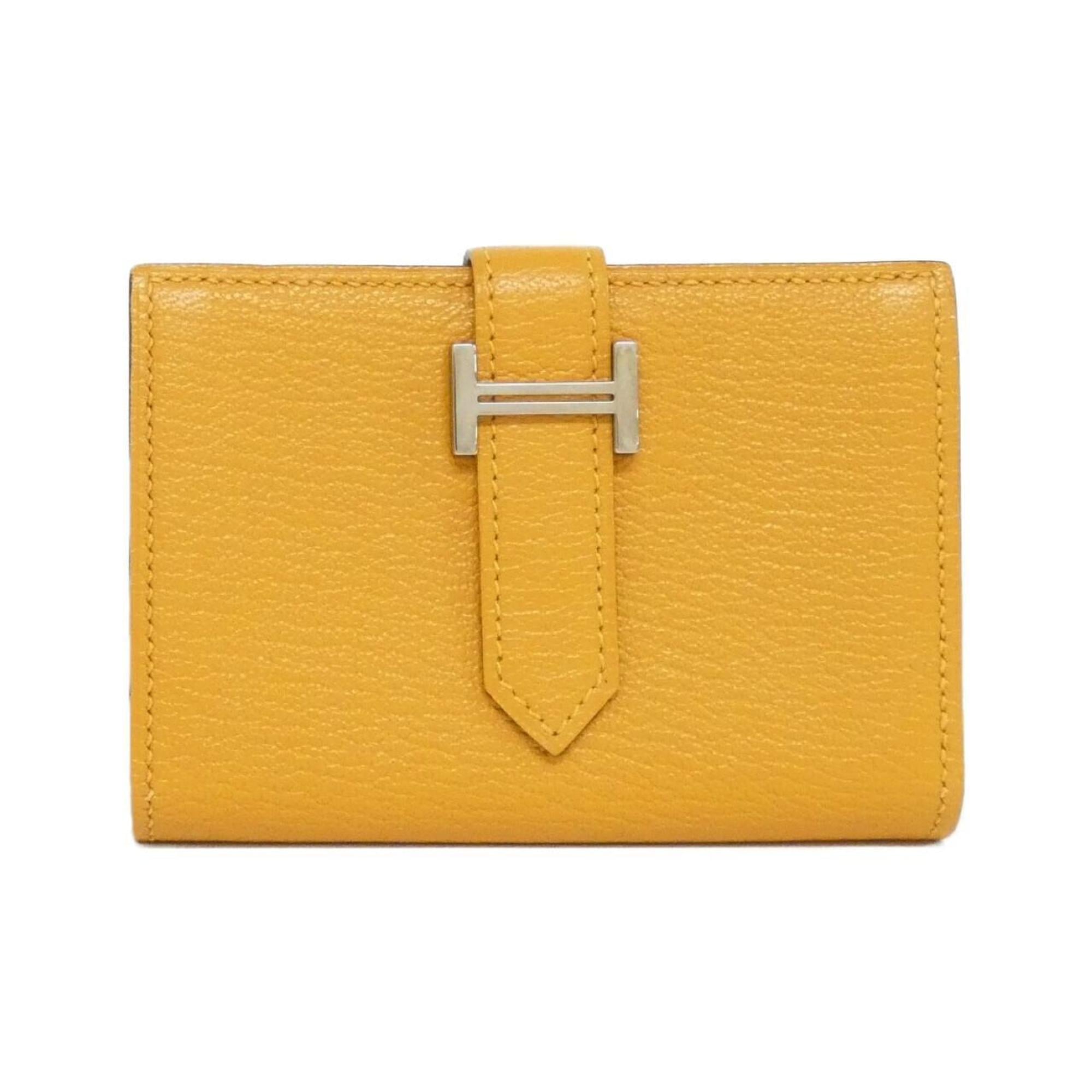 Hermes Moutarde Chevre Leather Wallet (Bi-Fold) (Pre-Owned)