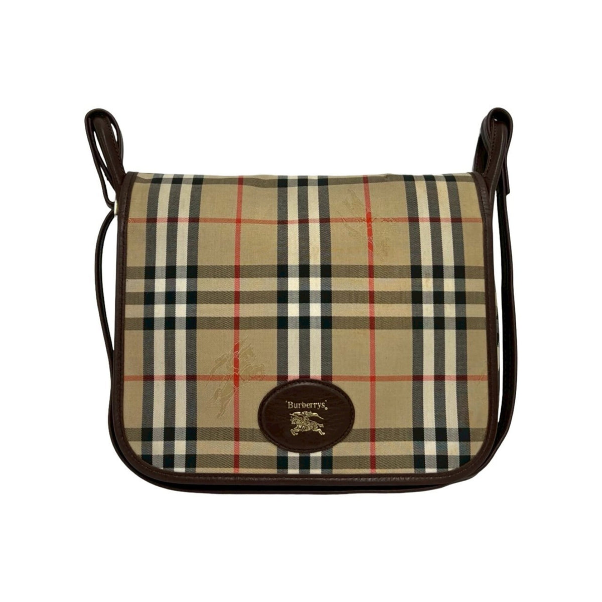 Burberry Beige Brown Canvas Leather Shoulder Bag (Pre-Owned)