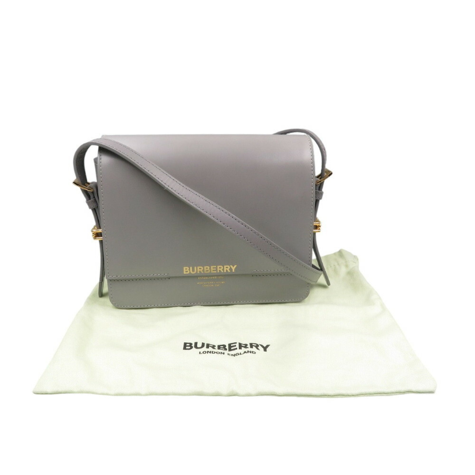 Burberry Gray Leather Shoulder Bag (Pre-Owned)