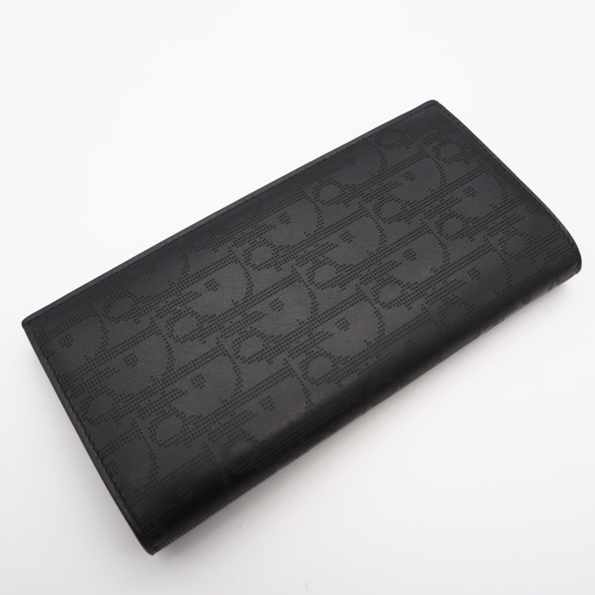Christian Dior Black Leather Long Wallet (Bi-Fold) (Pre-Owned)