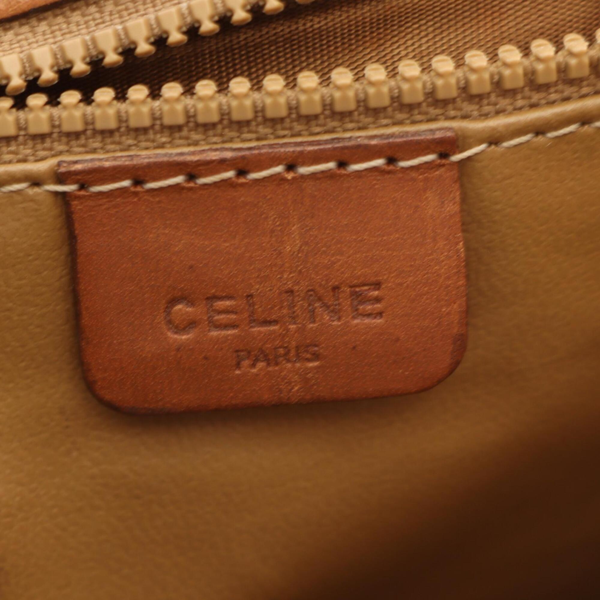 Celine Brown Coated Canvas Leather Handbag Shoulder Bag (Pre-Owned)