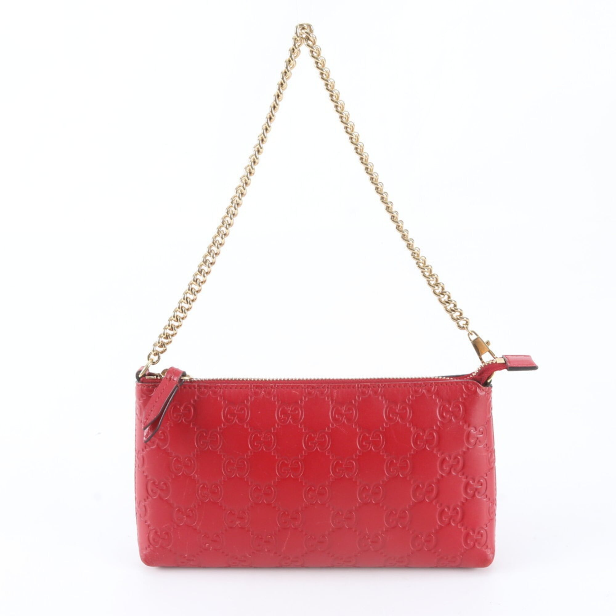 Gucci Red Color Leather Handbag Shoulder Bag (Pre-Owned)