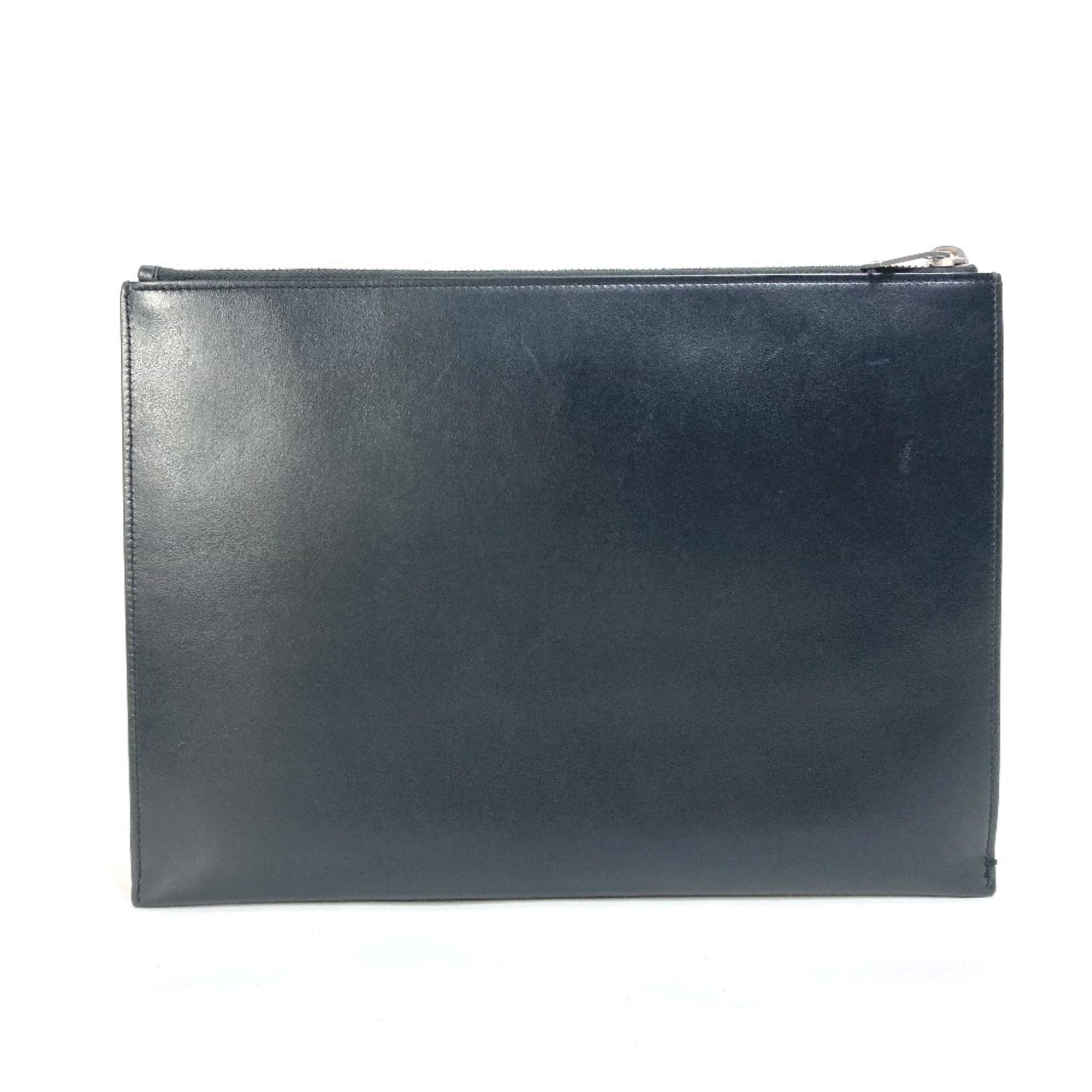 Yves Saint Laurent Black Leather Clutch Bag Pouch (Pre-Owned)