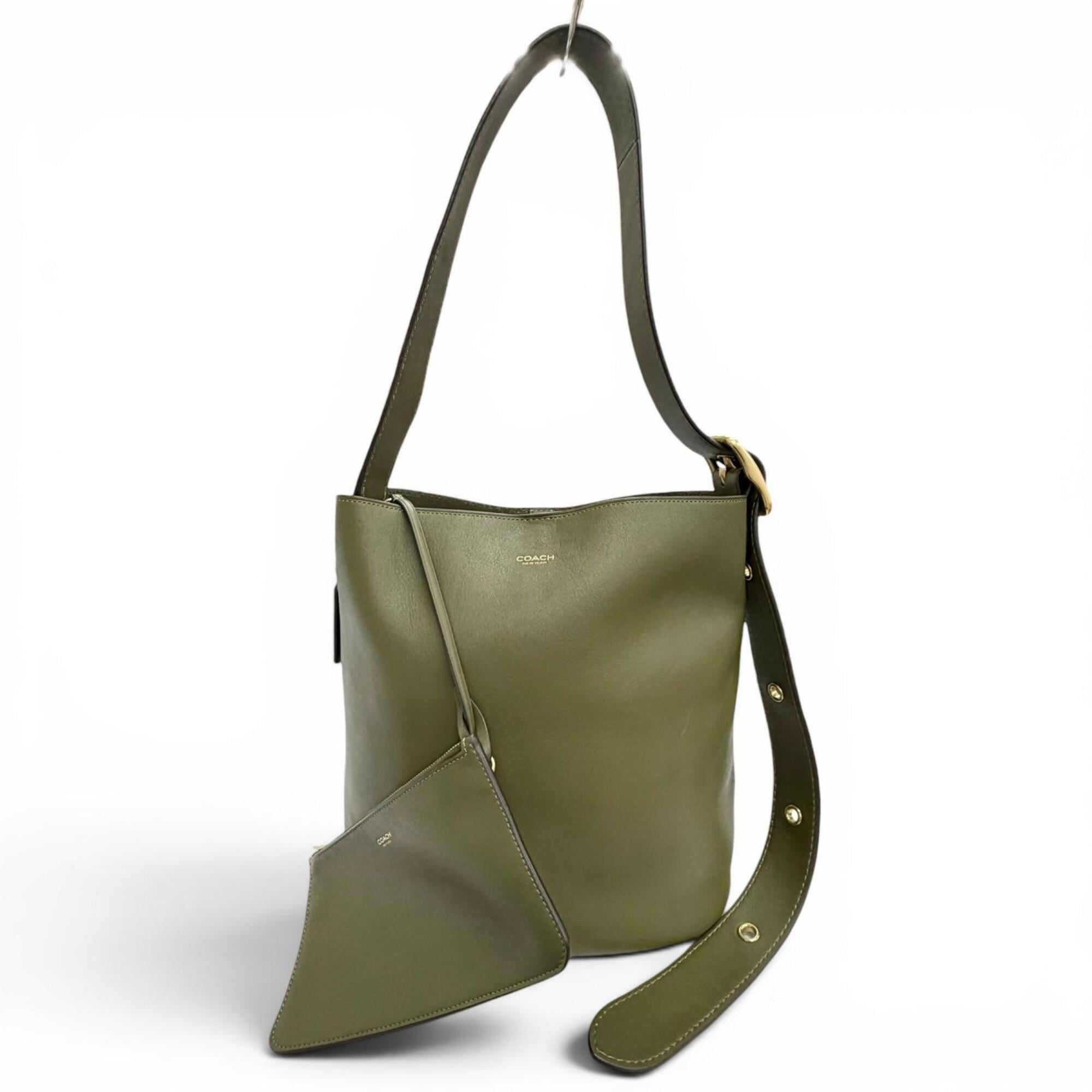 Coach Khaki Leather Pouch Shoulder Bag (Pre-Owned)