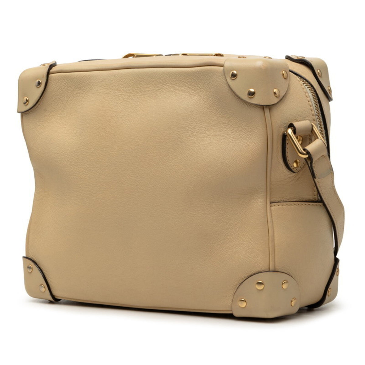 Gucci Beige Red Color Leather Shoulder Bag (Pre-Owned)