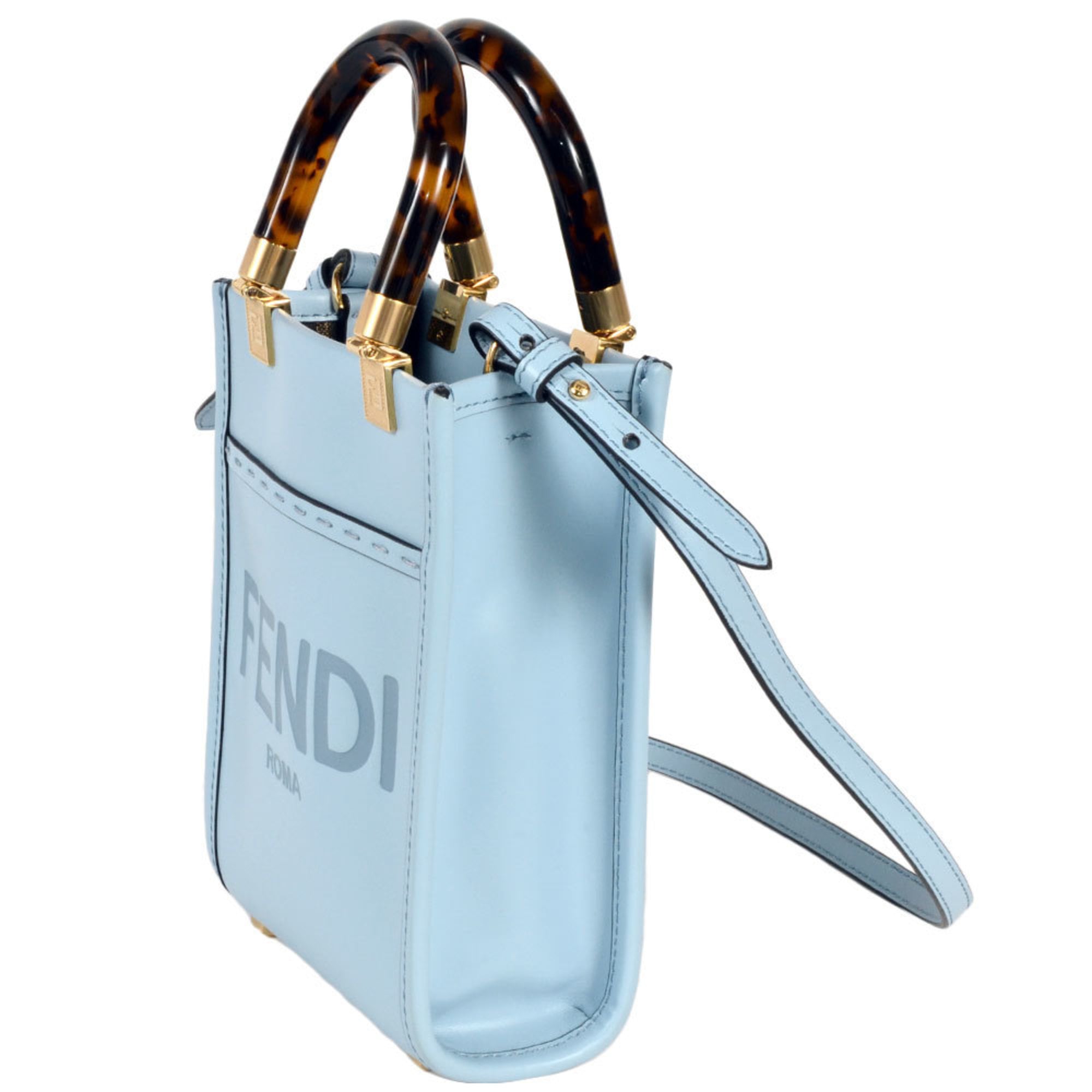 Fendi Blue Leather Handbag Shoulder Bag (Pre-Owned)