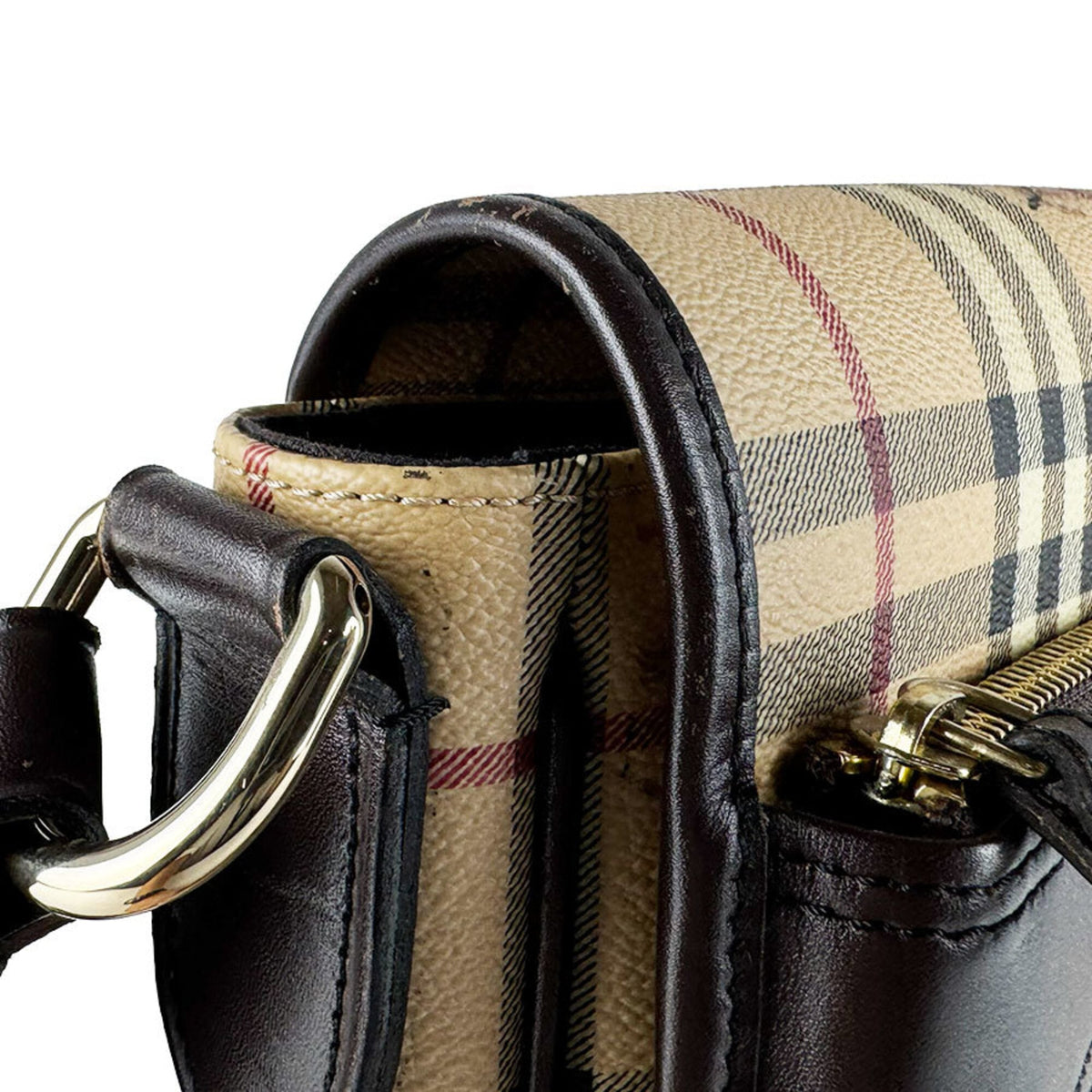 Burberry Beige Brown Pvc Leather Shoulder Bag (Pre-Owned)