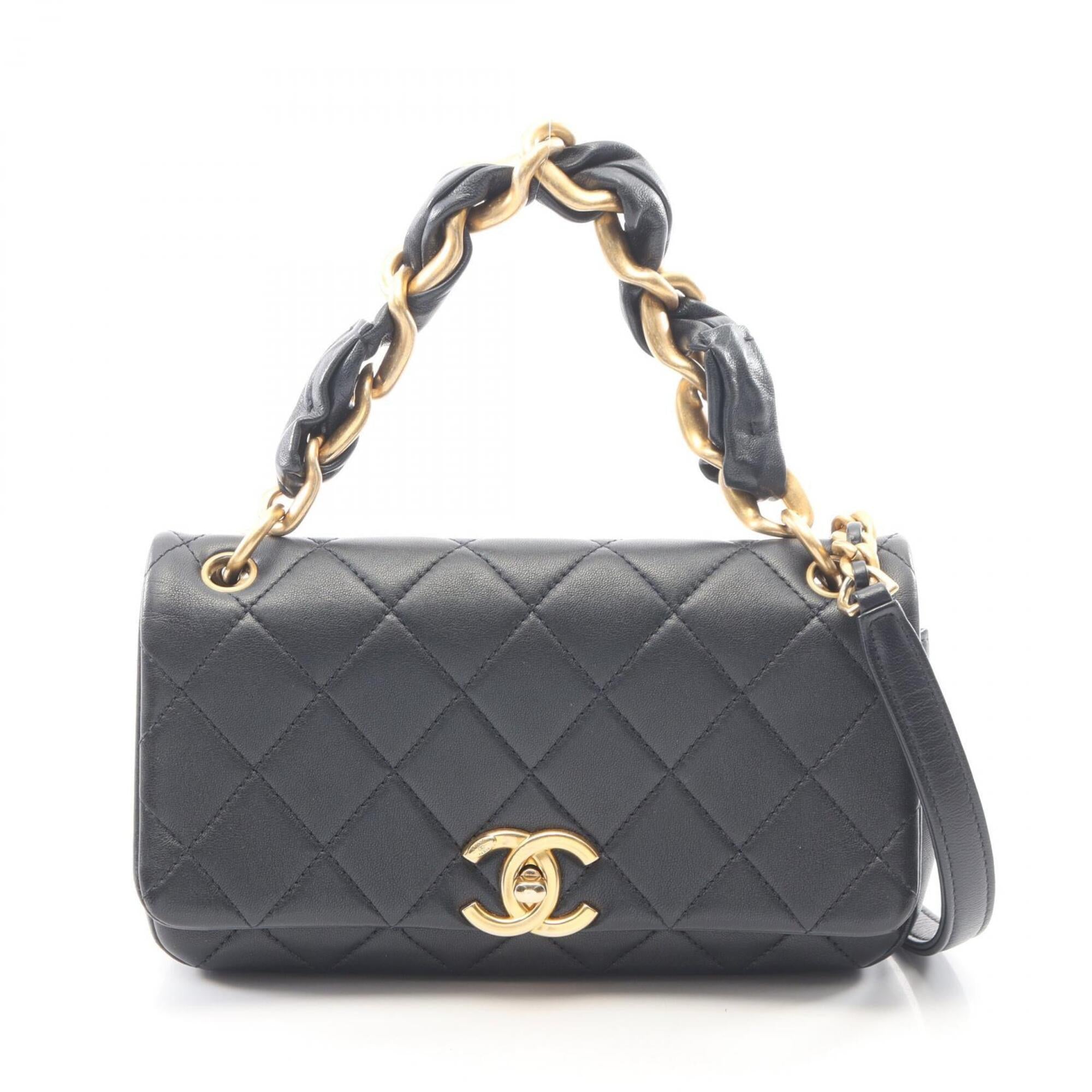Chanel Navy Leather Handbag Shoulder Bag (Pre-Owned)