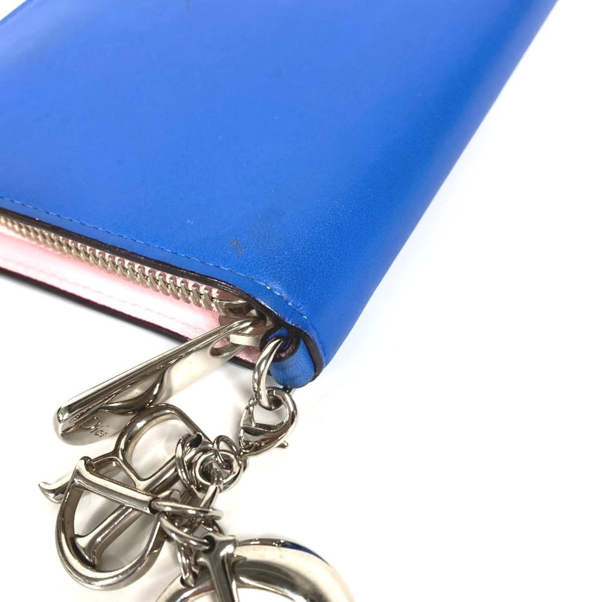 Christian Dior Black Blue Leather Long Wallet (Bi-Fold) (Pre-Owned)