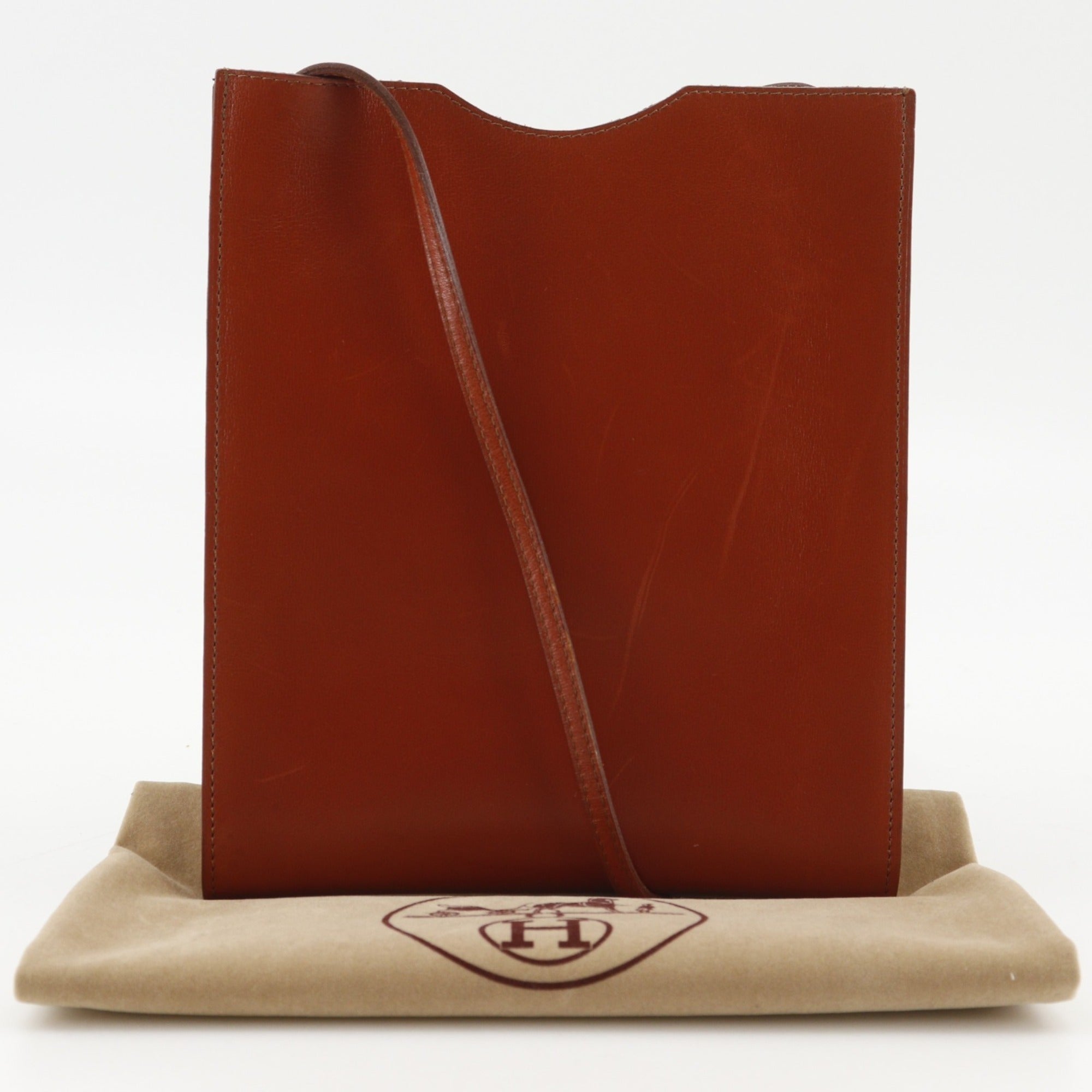 Hermes Brown Red Color Box Calf Leather Shoulder Bag (Pre-Owned)
