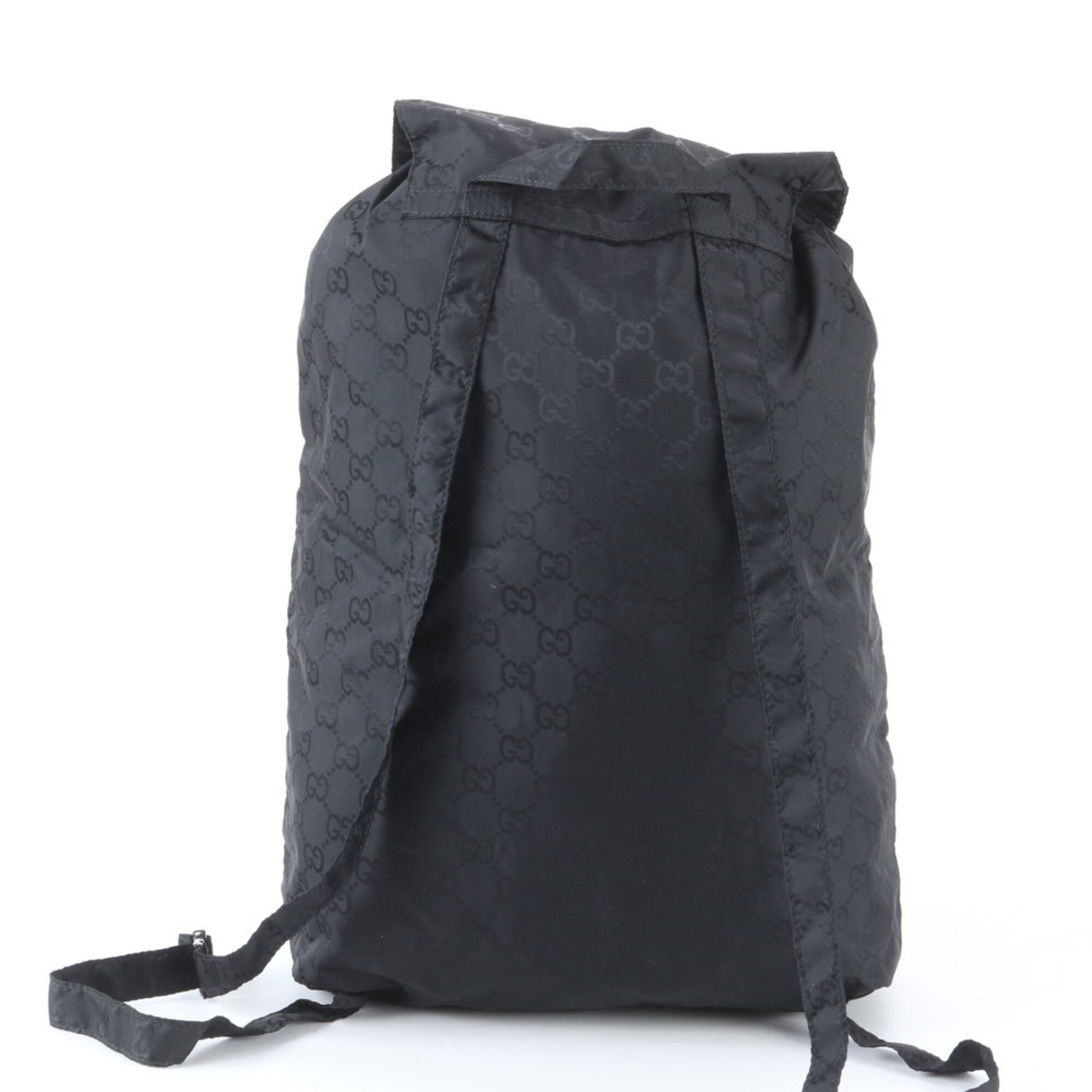 Gucci Black Nylon Leather Backpack Handbag (Pre-Owned)
