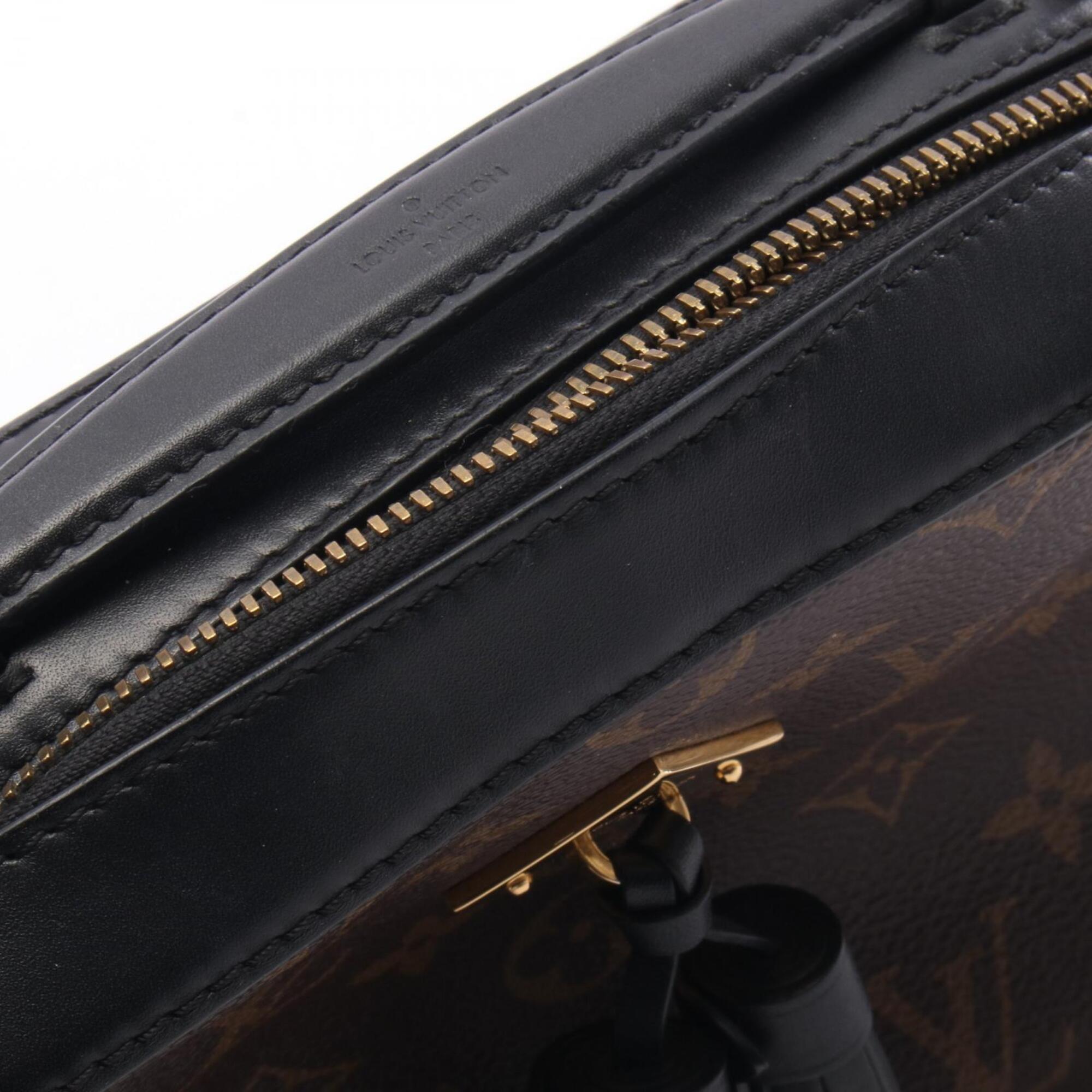 Louis Vuitton Black Brown Monogram Coated Canvas Leather Handbag Shoulder Bag (Pre-Owned)
