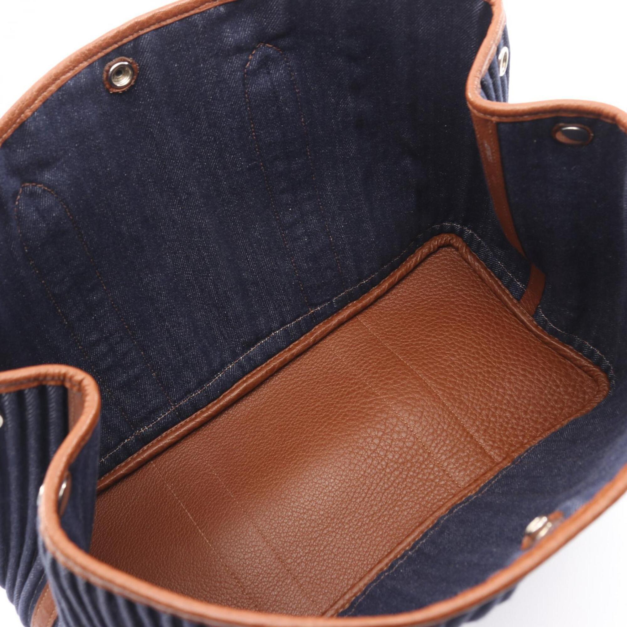 Hermes Garden Brown Navy Buffle Skipper Leather Handbag Tote Bag (Pre-Owned)