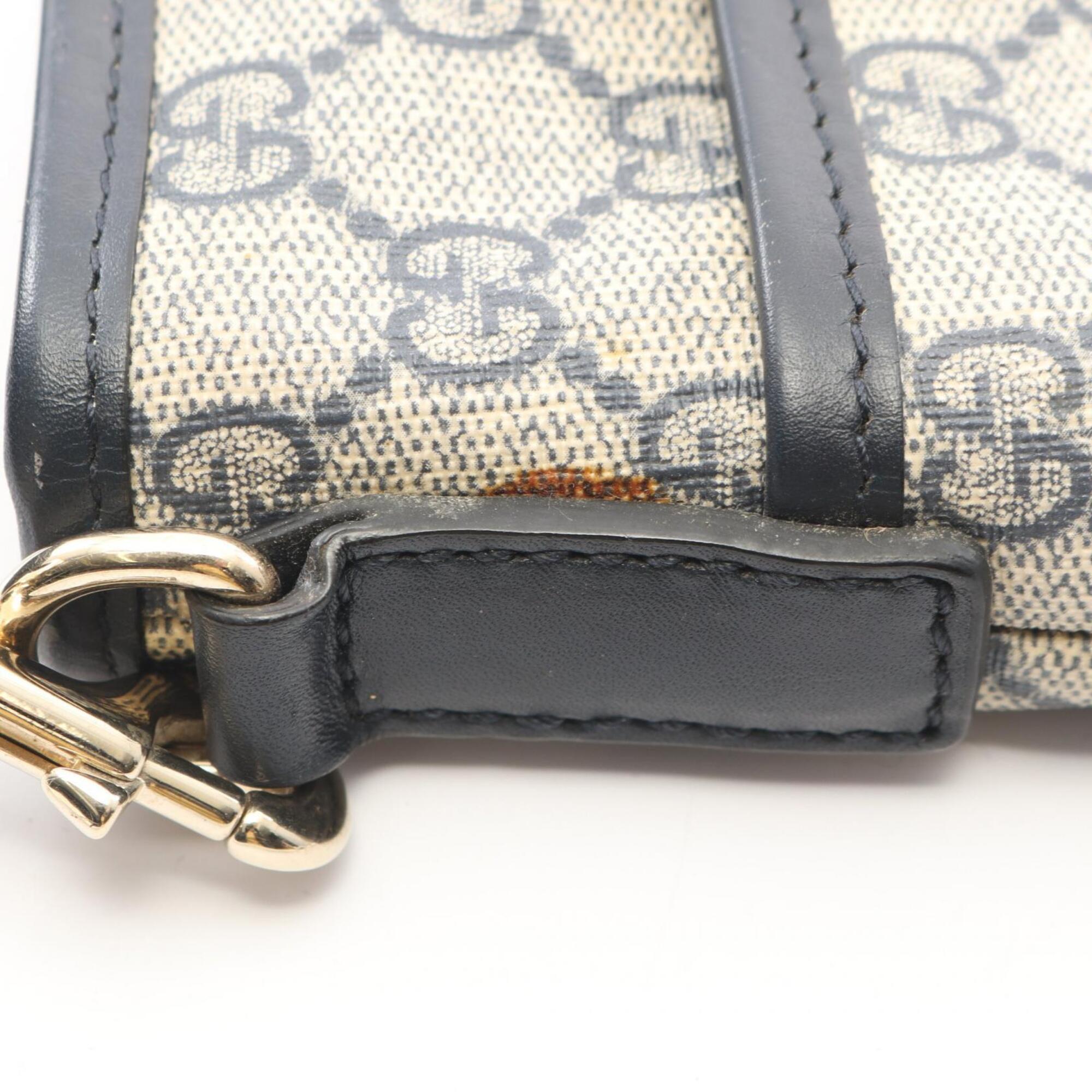 Gucci Beige Navy Pvc Leather Handbag Shoulder Bag (Pre-Owned)