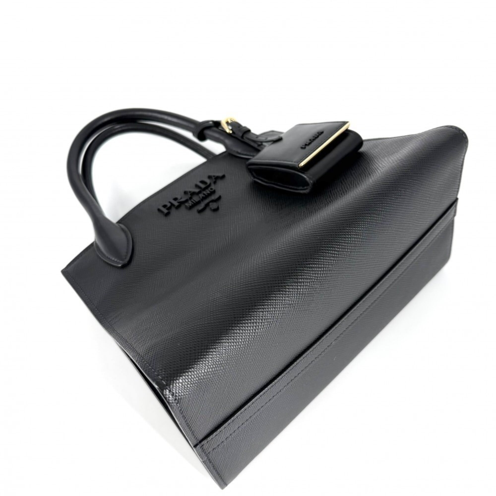 Prada Black Leather Handbag Pouch Shoulder Bag (Pre-Owned)