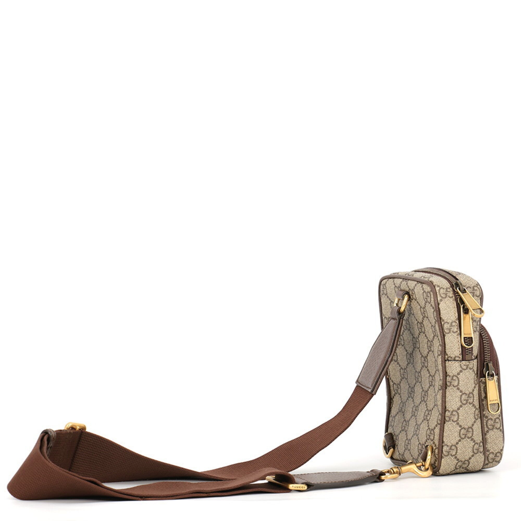 Gucci Ophidia Beige Green Red Color Gg Supreme Leather Canvas Sling Bag (Pre-Owned)