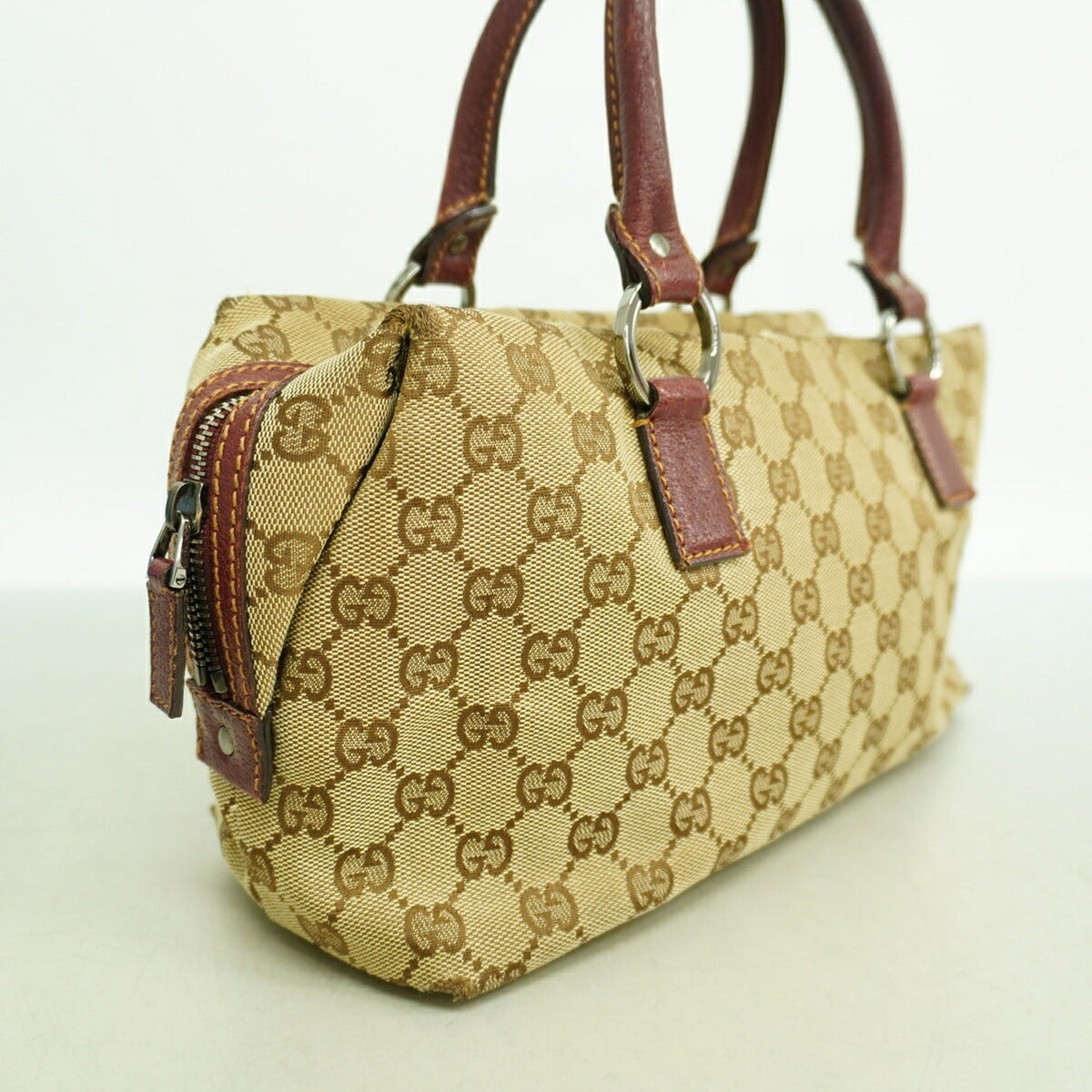 Gucci Beige Bordeaux Canvas Handbag (Pre-Owned)