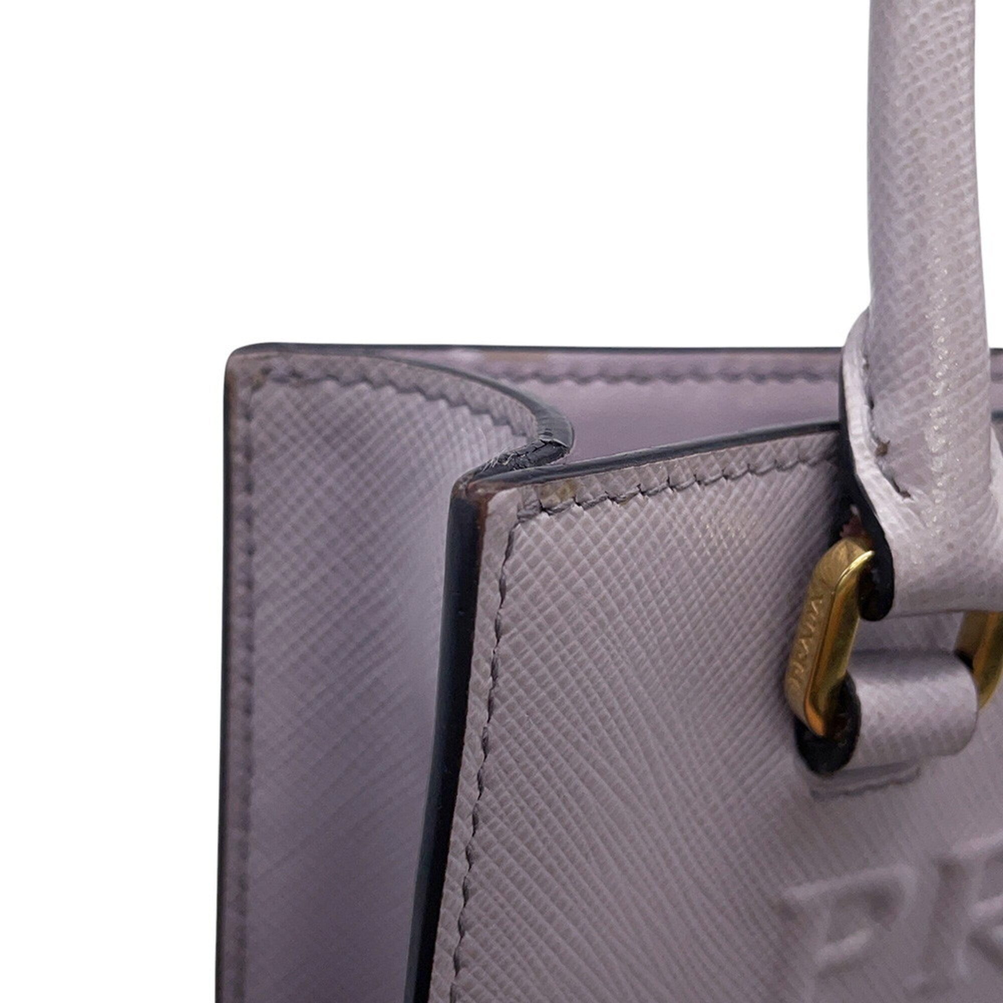 Prada Purple Leather Handbag Shoulder Bag (Pre-Owned)