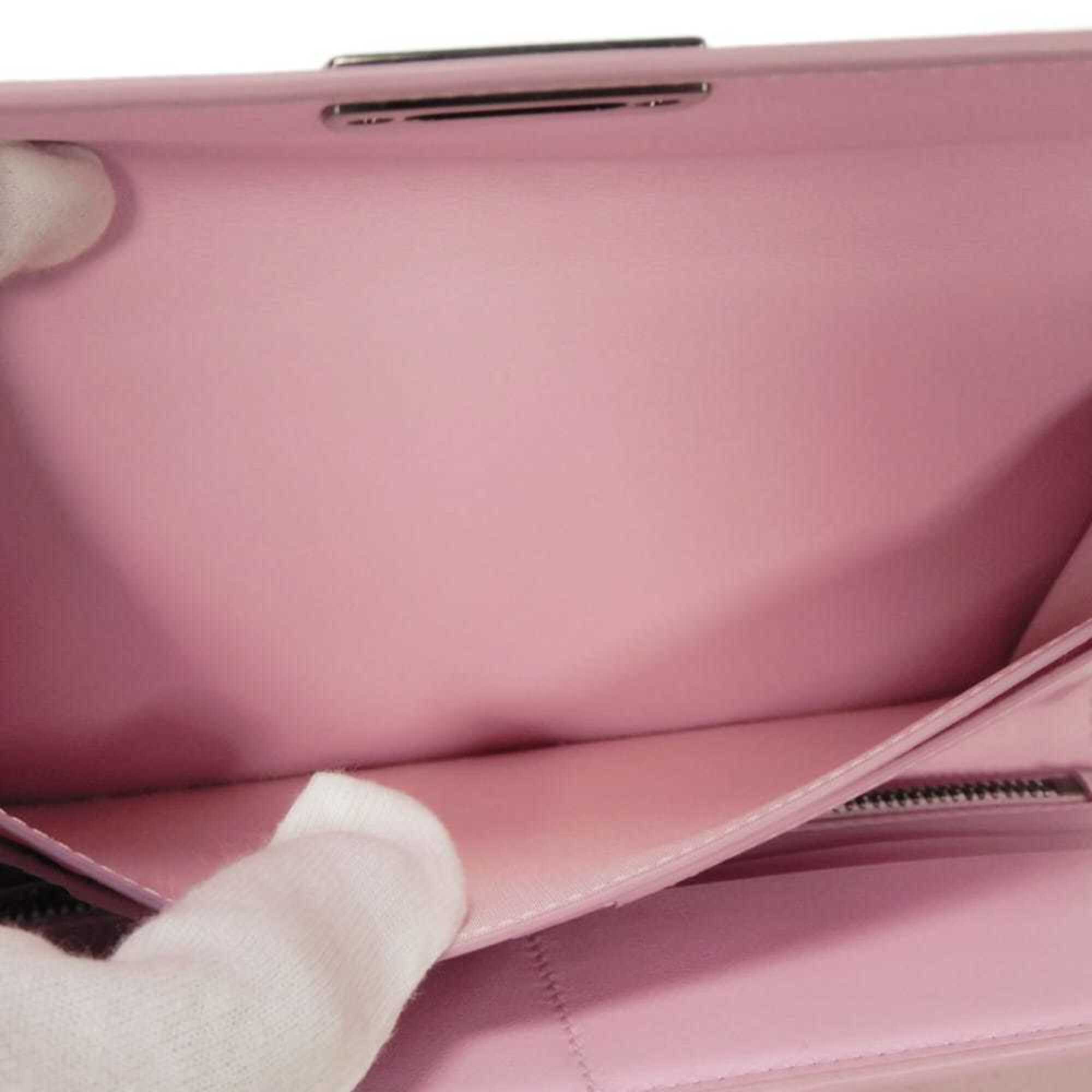 Salvatore Ferragamo Pink Leather Long Wallet (Tri-Fold) (Pre-Owned)