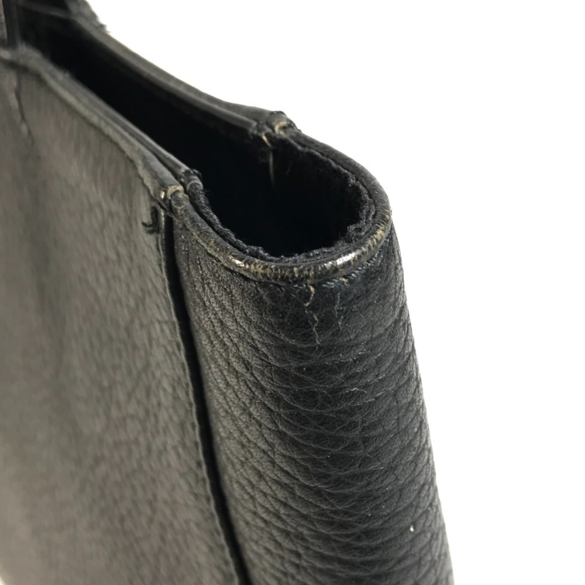 Versace Black Leather Shoulder Bag Tote Bag (Pre-Owned)