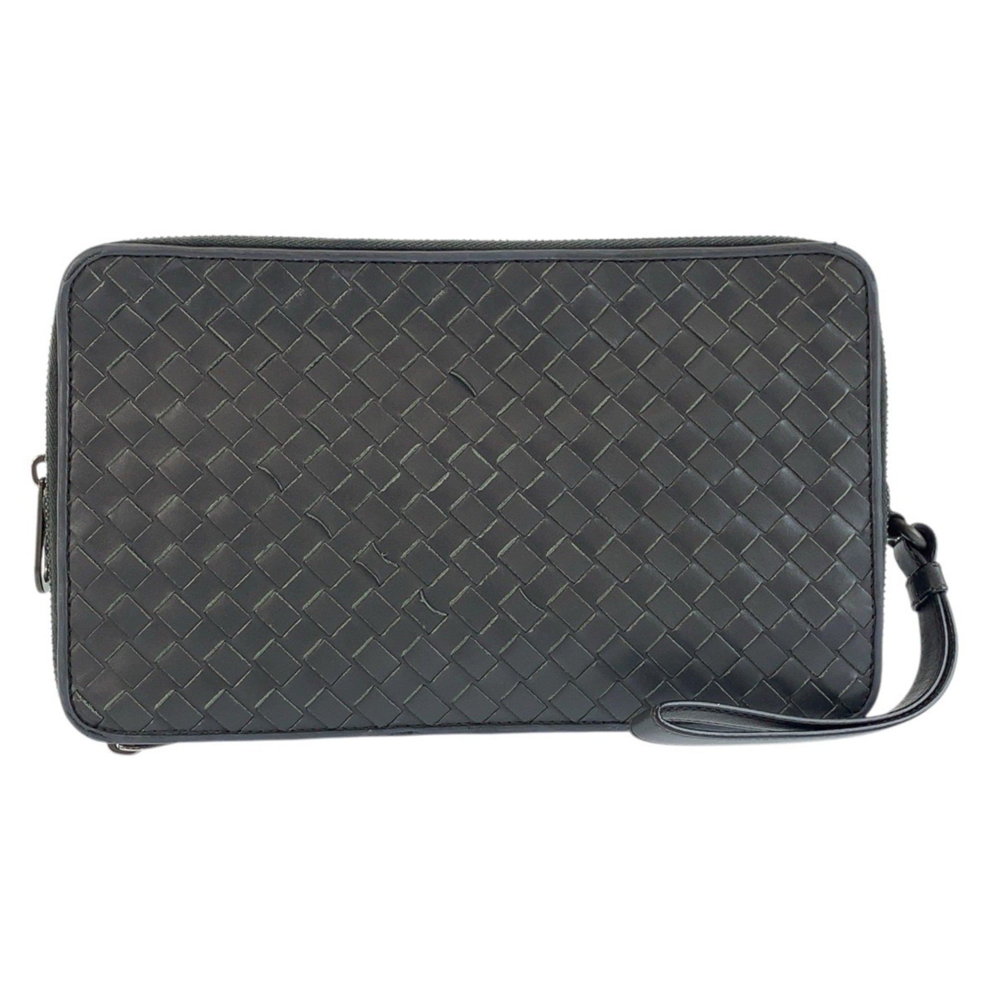 Bottega Veneta Gray Intrecciato Clutch Bag (Pre-Owned)